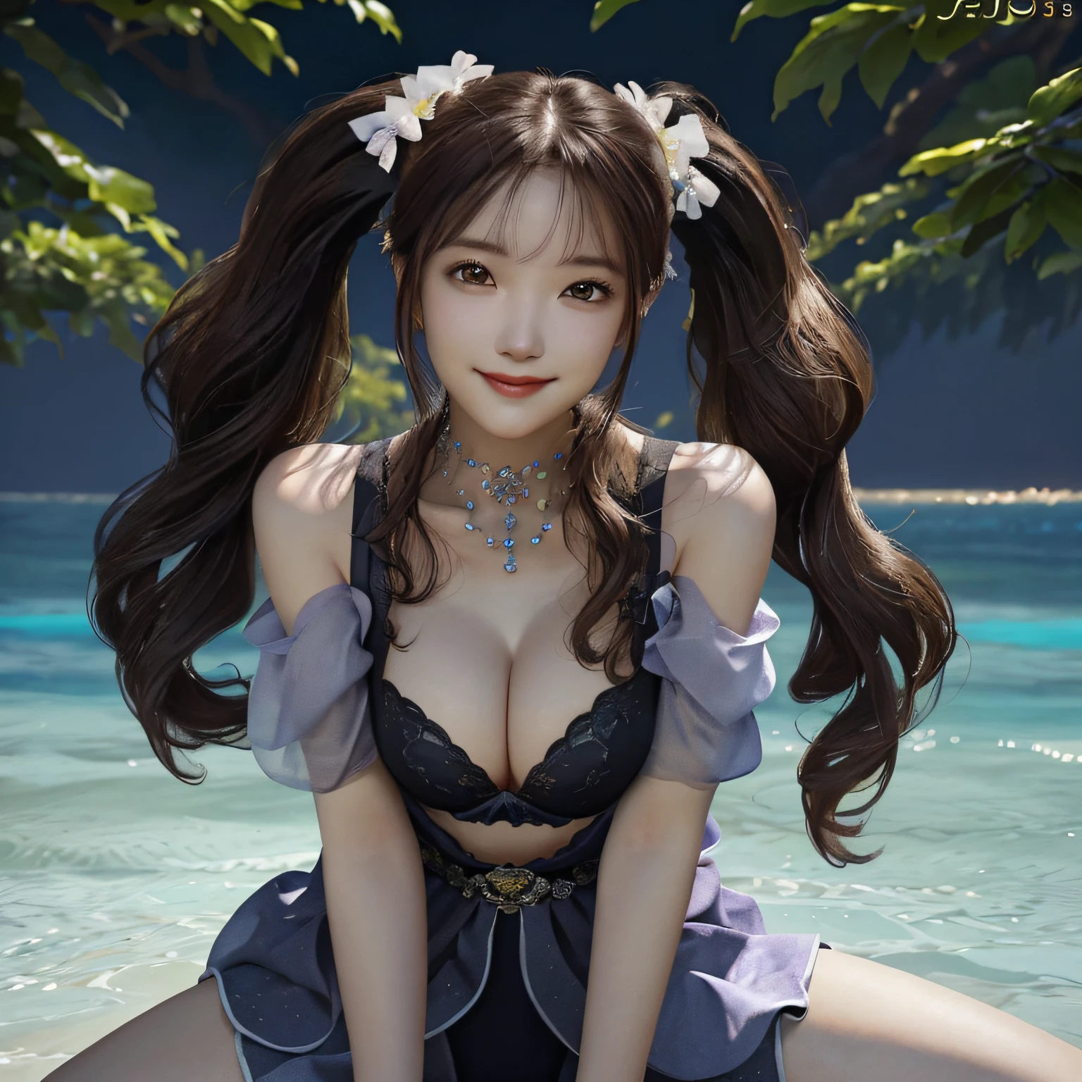 2 girls in、(((())))、Beautiful breasts、Side by side、I can see your、facing the front there、sitted、Leaning against、(with spreading legs)、Looking here、A slender、Chengwei Pan at Art Station、By Jan J.、detailed fantasy art、Stunning character art、Fan Art Best Art Station、epic exquisite character art、Detailed Digital Anime Art、Art Germ at Art Station pixiv、Beautiful breasts、4K、8K、A smile、Dark hair、twintails hairstyle、the beach、