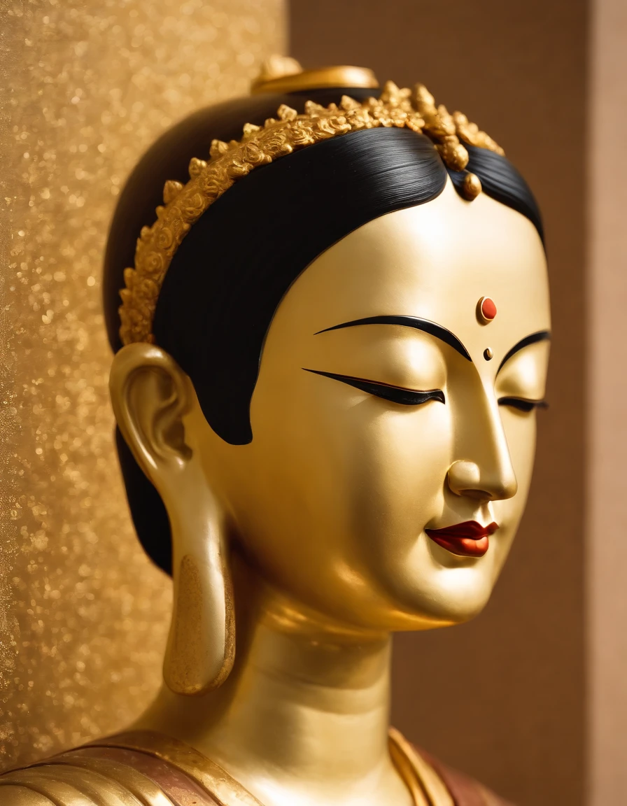 a woman's head with the eyes of gold buddha, hd png download, in the style of horace pippin, terracotta, relief, frank quitely, chinese ink paintings, albert dubois-pillet, transcendental