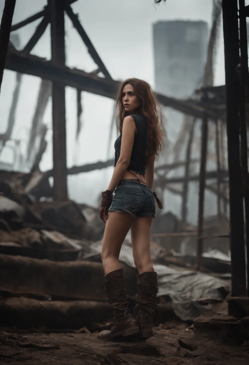 ((full length body and legs flatfoot pose)), ((masterpiece)), ((best quality)), (high-resolution), (photo-realistic),  ultra-high detailed, ((well lit)), 1girl, zombie, torn clothes, Starship interior