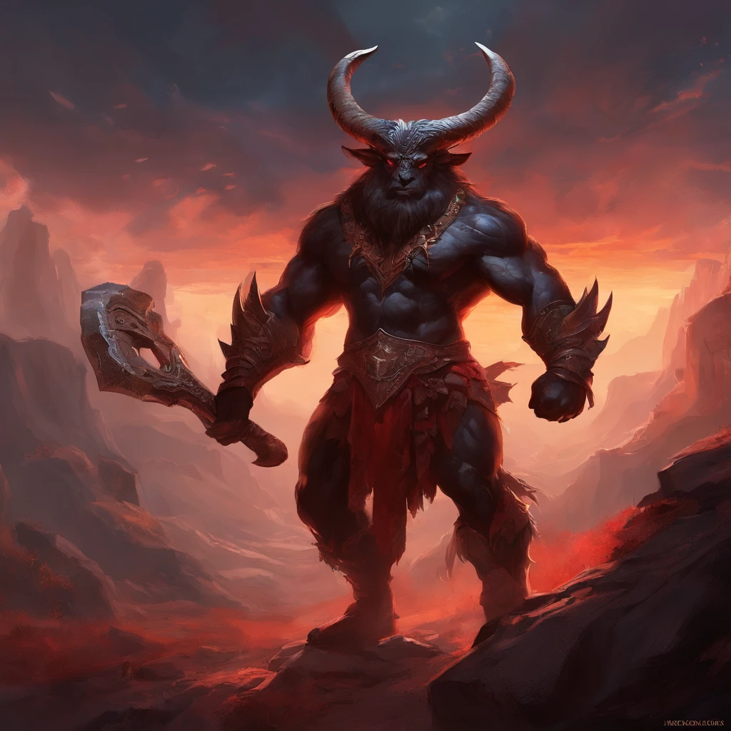 Struck by lightning(Black minotaur:1.5)，（A monster with a minotaur with a tomahawk：1.8），sense of strength，Standing cow with an axe，Painful expression，(The minotaur raised its head and roared into the sky:2)，funk，shudder，Gothic，baroque，（The arc was released from the female mage's hand），The current spreads around，Medieval landscape，Fantastical，4K，best qualtiy，primitive，（(Ultra-detailed and high-precision details))，Power Hero & Magic 3，Fantastical，The background is the canyon plain，The scene is impressive