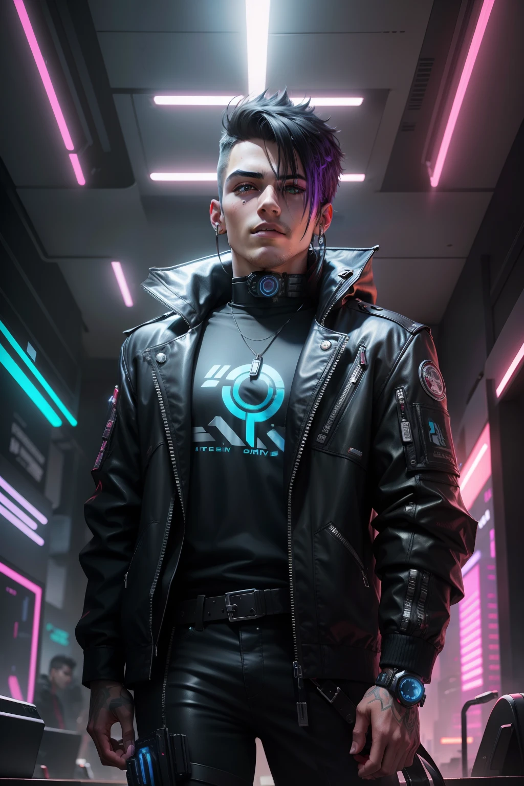 Change background, cyberpunk handsome boy. Realistic face 8k ultra realistic.