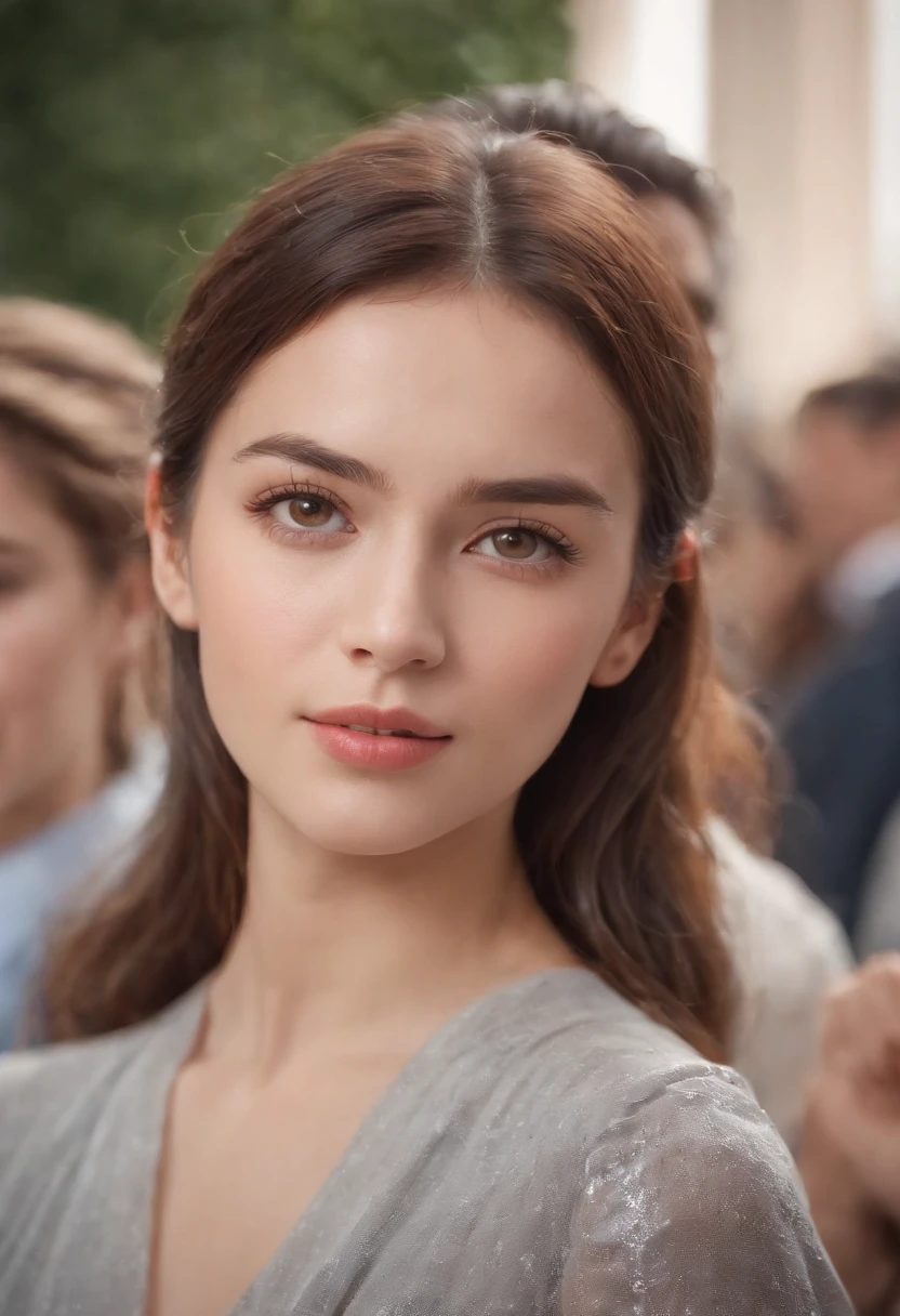 Cinematic portrait, (medium close up), facing the audience, (Reality :1.3), a woman looking into the camera, modern college gown and cap, professional students, modern costumes, detailed beautiful faces, action shots, academy background, background blur, joyful atmosphere, photo realistic, CG, art station