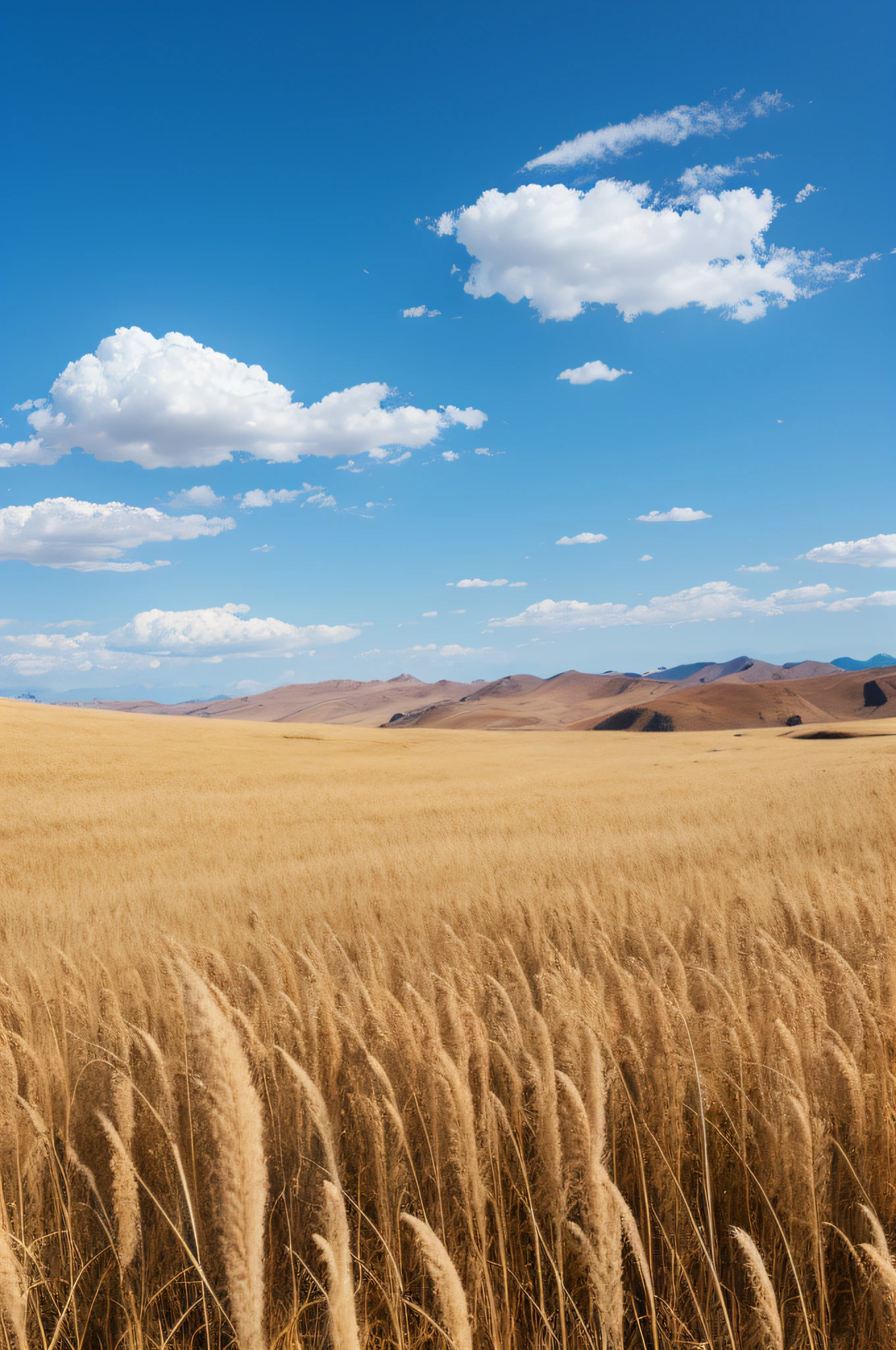 Pampas grass steppe、blue-sky、mont