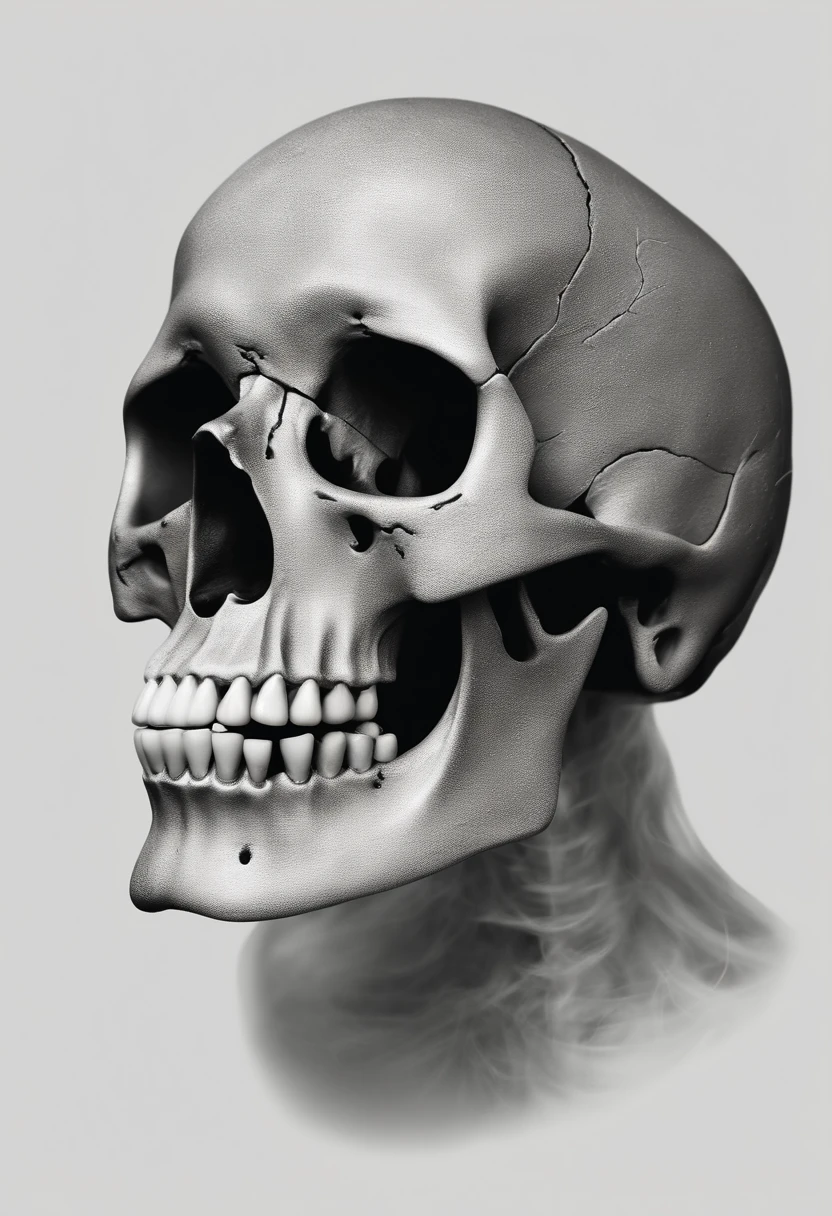 White skull on black background