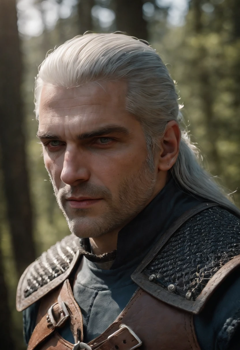 (best quality,4k,8k,highres,masterpiece:1.2),ultra-detailed,(realistic,photorealistic,photo-realistic:1.37),The Witcher: Geralt of Rivia:1.3, upper body, (Black forest background:1.3), (night:1.3), backlight, Game "The Witcher 3" background, UHD wallpaper, (Paired with Canon EF 35mm F/1.4L II USM lens for versatile compositions:1.2)