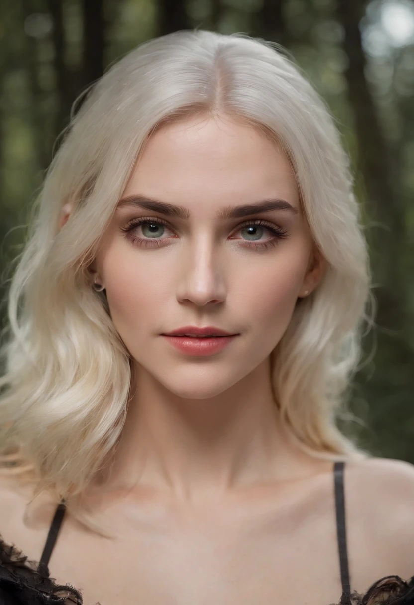 (best quality,4k,8k,highres,masterpiece:1.2),ultra-detailed,(realistic,photorealistic,photo-realistic:1.37),The Witcher: Yennefer of Vengerberg:1.3, upper body, (Black forest background:1.3), (night:1.3), backlight, Game "The Witcher 3" background, UHD wallpaper, (Paired with Canon EF 35mm F/1.4L II USM lens for versatile compositions:1.2)