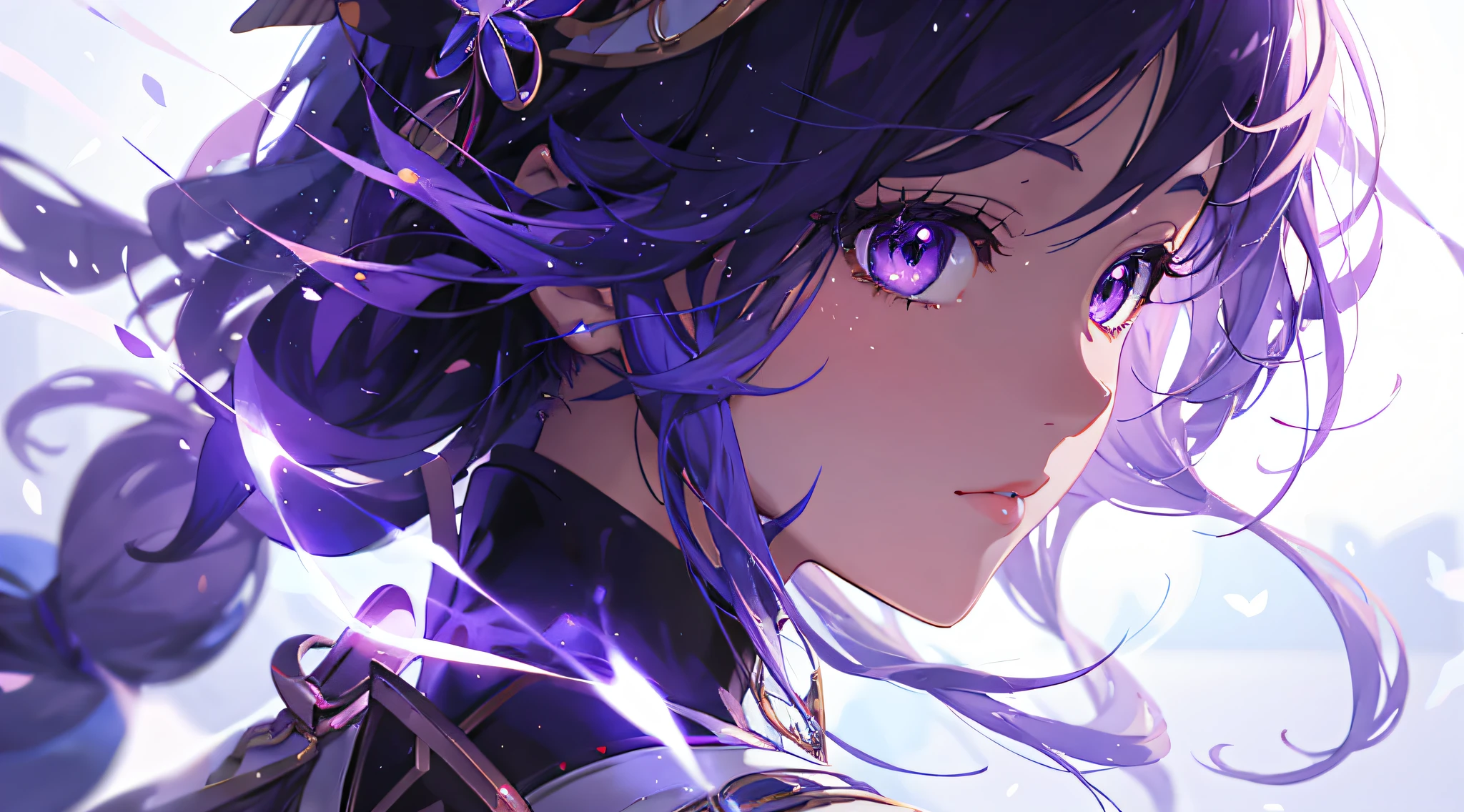Anime girl with purple hair and purple eyes holding a sword, Extremely detailed Artgerm, Portrait Chevaliers du Zodiaque Fille, Detailed digital anime art, artgerm detailed, Art germ. High detail, Anime art wallpaper 8 K, Anime art wallpaper 4k, Anime art wallpaper 4 K, Art germ. anime illustration, Art germ on ArtStation Pixiv