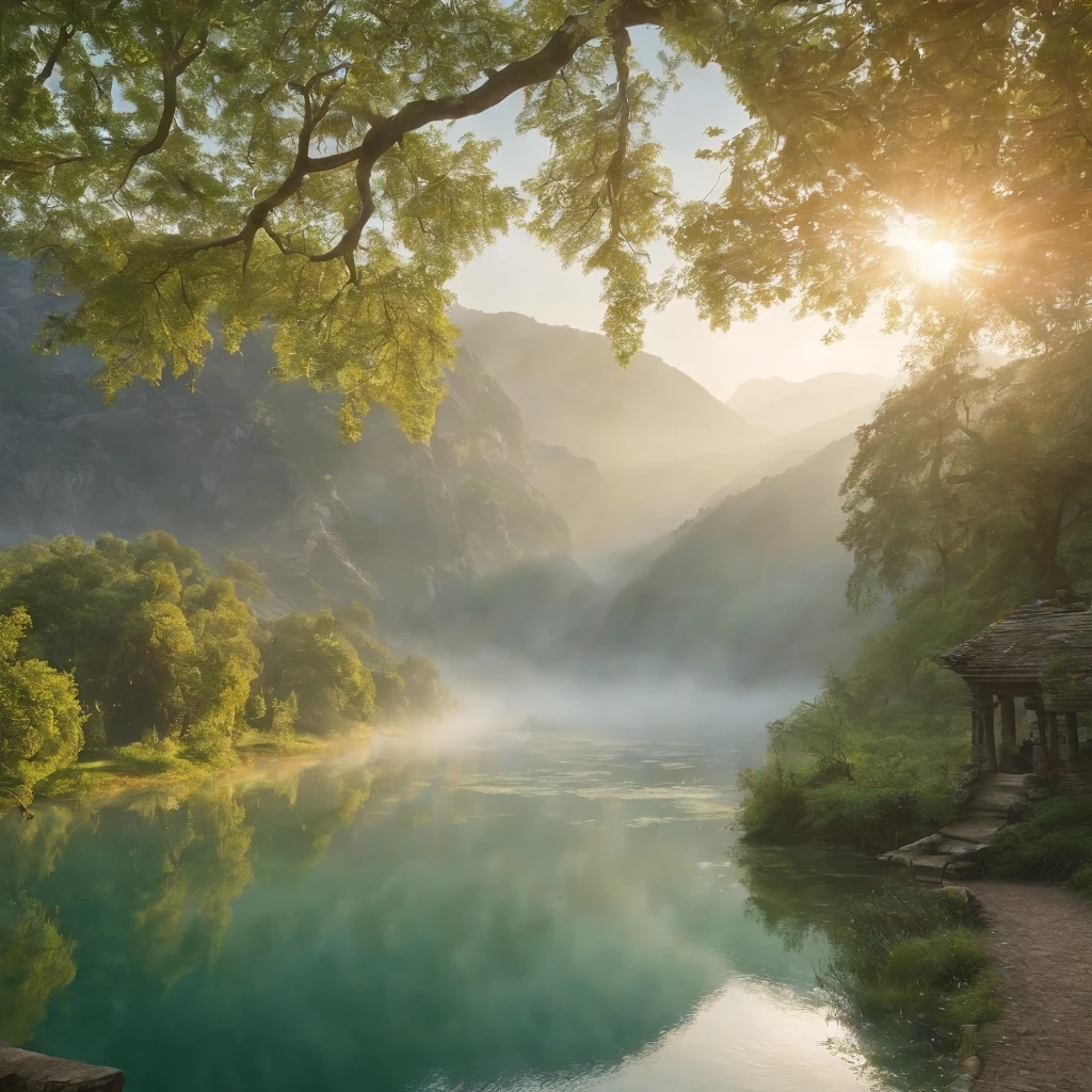 (best quality,4k,8k,highres,masterpiece:1.2),ultra-detailed,(realistic,photorealistic,photo-realistic:1.37),imaginary landscape,mysterious atmosphere,enchanted forest,mythical creatures,ancient ruins,glowing ethereal light,unseen wonders,colorful flora and fauna,breathtaking mountains and valleys,hidden waterfalls and streams,golden rays piercing through the trees,mystical fog and mist,magical glow at dusk,mythological gods and goddesses,whispering wind through the leaves,serene reflection on the lake surface,giant mythical tree with hanging vines,crystal clear skies with shimmering stars,peaceful harmony between nature and creatures,hidden paths leading to unknown adventures,wisdom and knowledge preserved in ancient books,majestic castles and temples,spellbinding sunsets and sunrises over the land,enchanted music playing in the background,diverse landscapes from snowy peaks to lush meadows,discovery and exploration of a legendary world.