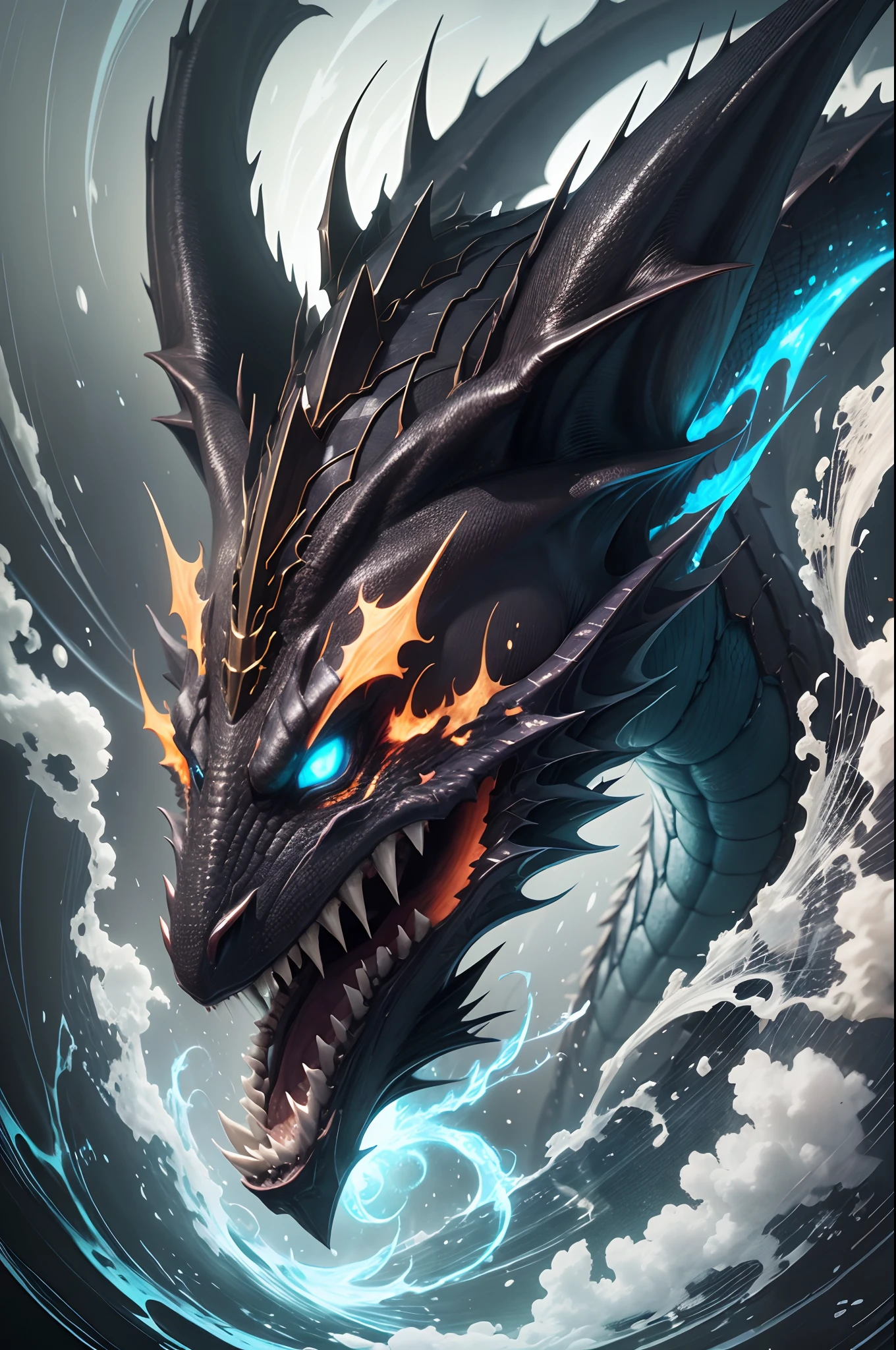Dark Dragon of geo data in the style of detailed hyperrealism photoshoot, mythological