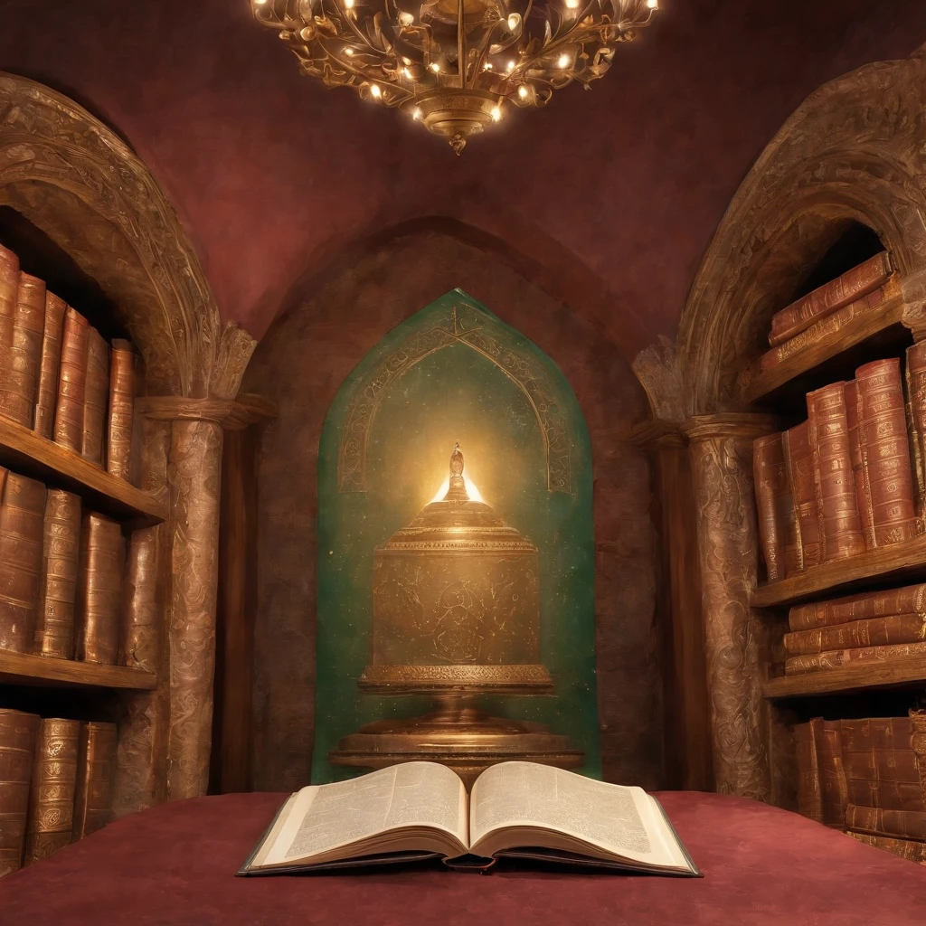 The prompt for generating a legendary book artwork would be:
"A book filled with ancient knowledge, (best quality, 4k, highres, masterpiece:1.2) ultra-detailed, (realistic: 1.37) with magical charm and intricate details. The cover of the book is made of richly embossed leather with intricate gold engravings. The pages are aged parchment paper, slightly yellowed with time. The book is open, revealing pages filled with mystical symbols, secret incantations, and ancient illustrations. Illuminated by a soft, warm light, the book emits an otherworldly aura. The background of the artwork is a mysterious library, with endless rows of ancient bookshelves, filled with more legendary books waiting to be discovered. The color palette is filled with deep, rich tones of burgundy, gold, and emerald green. The artwork is rendered in a traditional oil painting style, bringing a timeless feel to the scene."
Remember to arrange the tags in order of importance. Feel free to add or modify the details to create a compelling prompt for the Stable Diffusion model.