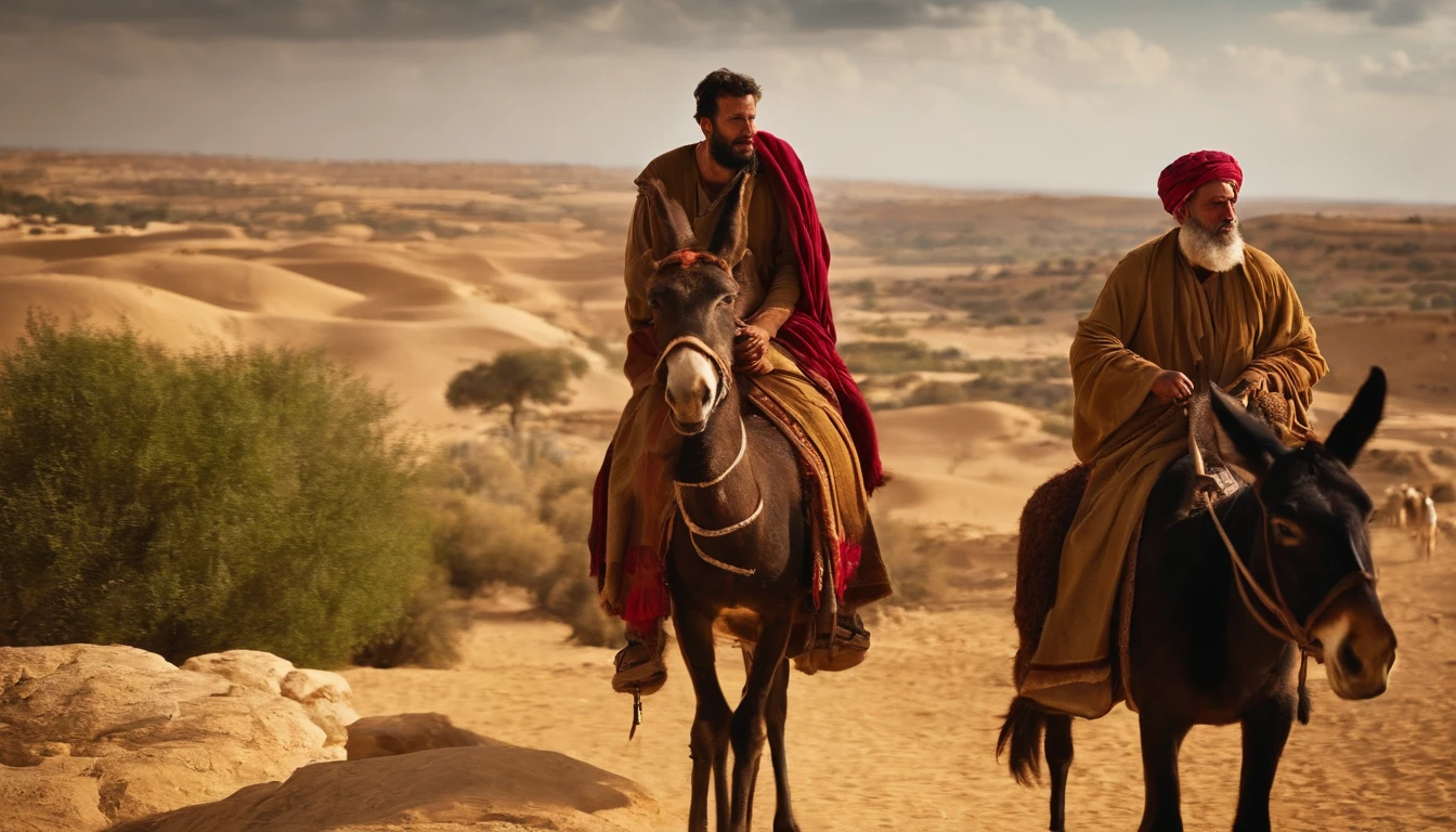 2000 years ago in Israel a man on top of a donkey with another man riding alongside