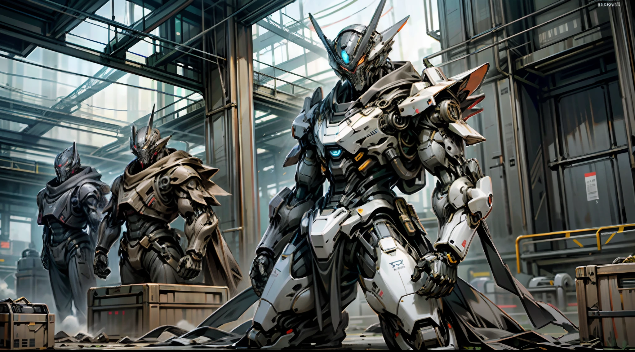 with light glowing，Reflective，（Tall mech：1.6），Amber gradient，（Use the plasma sword：1.3），There is a dragon particle effect，（taichi，Chinese Yin and Yang Bagua Five Elements：1.2），Machine armour wind，mechanical sense，sense of strength，Sense of space，combats，The prominent structure is reasonable，4K，High quality，Masterpieces，（of a real：1.4），drak，chinesedragon，Dark_fantasy,Cyberpunk,(Red:1.1),1人,Mechanical Wonder,Robotic presence,cybernetic guardians,wearing a worn-out mech suit，iintricate，（Steel metal[rusted]），ellegance，Clear focus，Photo by Greg Rutkowski，gentlesoftlighting，vivd colour，Pacific Rim，manticore，Godzilla