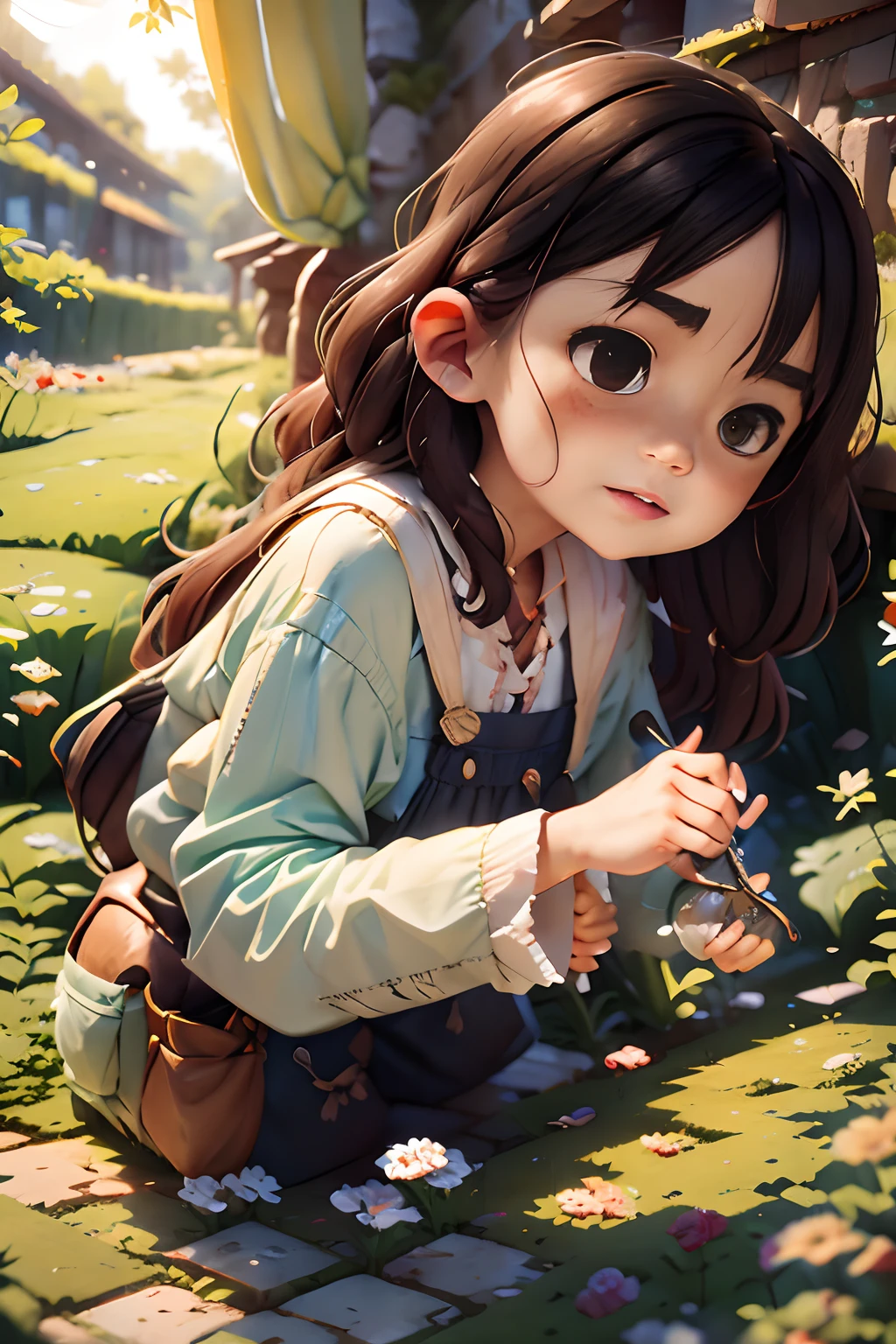 (1 girl,solo:1.2), (Wet shoulder white vest), Broken shorts, Hiking bags, embarrass, dreads,The girl takes food out of her hiking bag, A chest that conforms to the laws of physics, Tall shrubs, Shaded leaves, light blue hair, single sidelock, cinematic lighting, reflection light, dutch angle, UHD, masterpiece, anatomically correct, textured skin, super detail, high details, high quality, best quality, highres, 8k, 16k