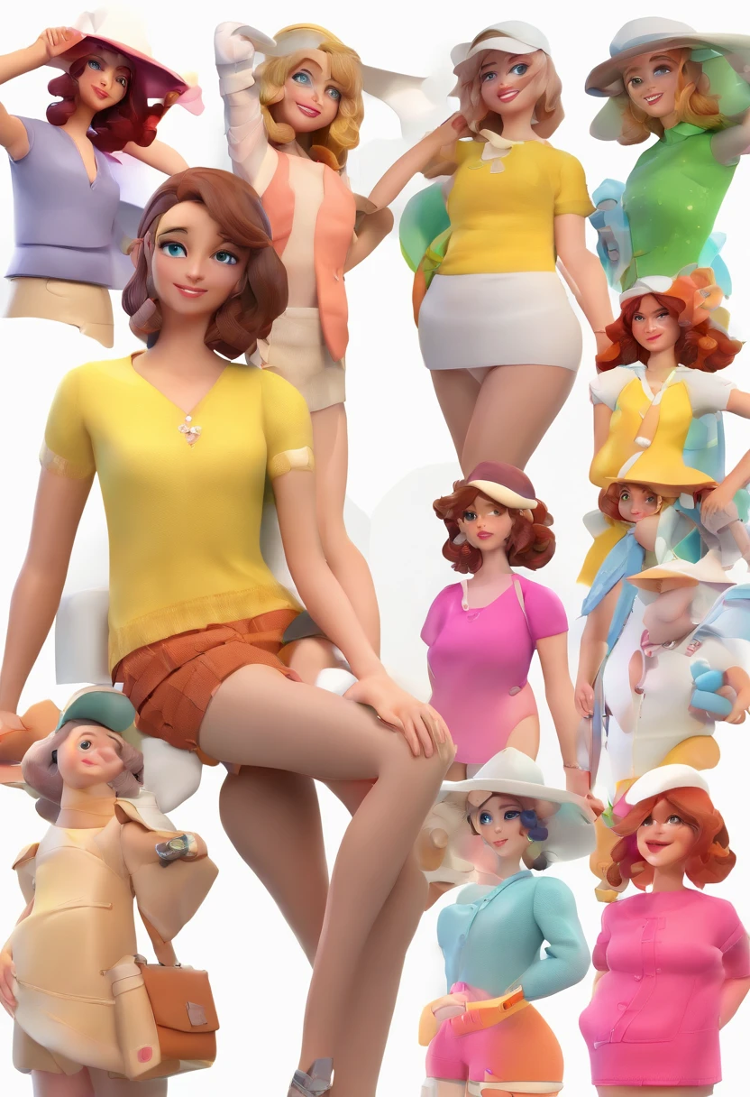 isolated sexy lady,full body, colored, cartoon portrait, bold rounded outlines, animated gifs --style raw