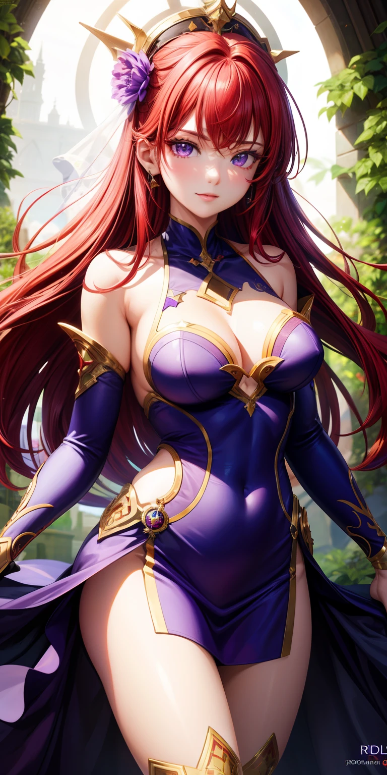 1,girl,pride royal ivy,red hair,purple eyes,ultra detailed hd quality