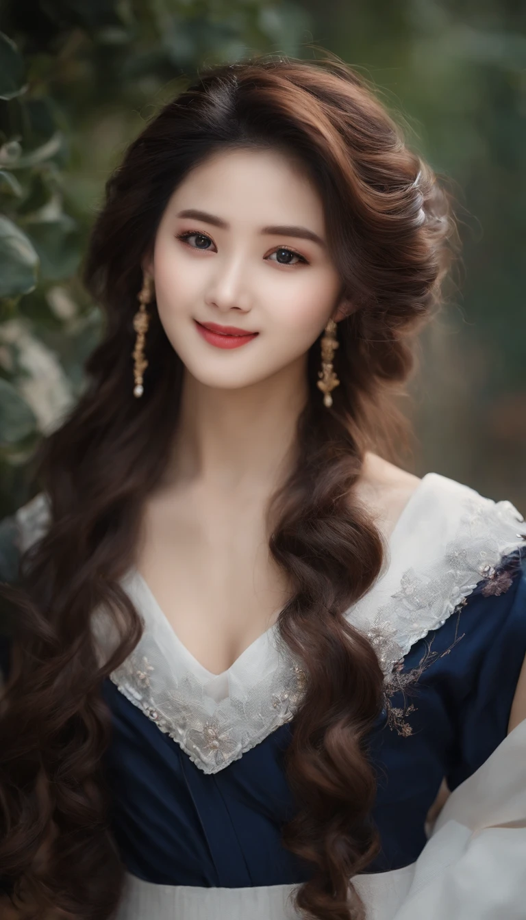 Young women in literature and art,Student Clothing,Sister Next Door Style,Beautiful Asian girl,china goddess,Max College Students,Goddess of the East,Beautiful body,Big wavy hairstyle,Volume some,The kind of curls that are rolled up like a curling iron,20yr old,Shot with Canon camera,Real portraits of people,University dormitory background,Collect the automatic curling iron,Advertising image of curling iron