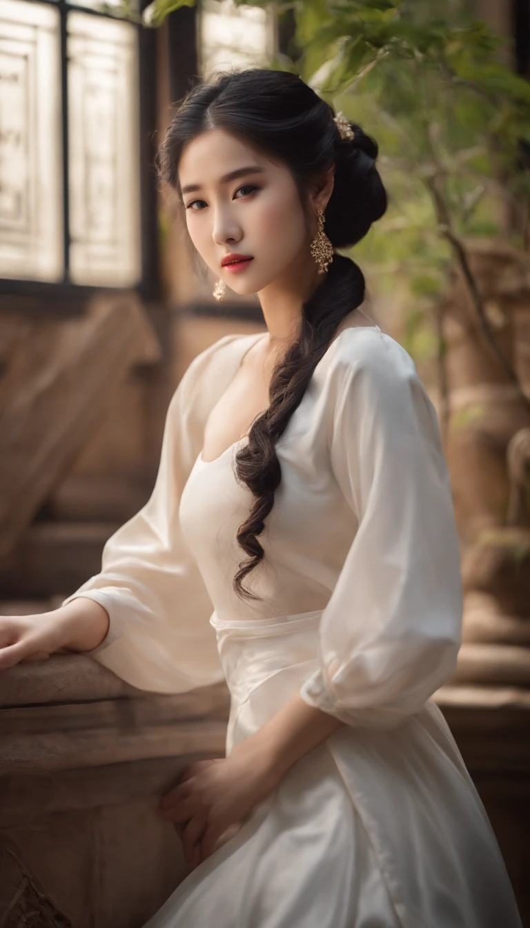 Young women in literature and art,Student Clothing,Sister Next Door Style,Beautiful Asian girl,china goddess,Max College Students,Goddess of the East,Beautiful body,Big wavy hairstyle,Volume some,The kind of curls that are rolled up like a curling iron,20yr old,Shot with Canon camera,Real portraits of people,University dormitory background,Hold an automatic curling iron in your hand,Advertising image of curling iron