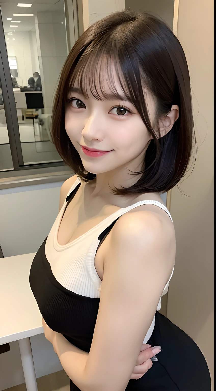 a woman is cooking、(kitchin_Apron:1.Wear 3)、Good Hand、4K、hight resolution、​masterpiece、top-quality、Cap:1.3、((Hasselblad photo))、Fine skin、sharp focus、(lighting like a movie)、Soft lighting、dynamic ungle、[:(Detailed face:1.2):0.2]、Medium chest、sweats streamed skin:1.2、(((In the kitchen))) Cute smile　Viewer's Perspective　Colossal tits　Tying hair　Sleeveless　Put out your upper arm　Shoulders are sticking out　Cleanliness　Large kitchen　Beautiful kitchen　wine glasses　wide々and beautiful kitchen background　Clean kitchen , do not wear underwear, exposed pussy , she was naked and had no clothes on , sex