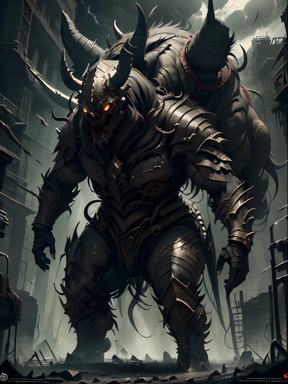 Behemoth, full body, Apocalypse, dooms day, Illustration, cinematic light, high resolution, best quality, ultra detailed, masterpiece,