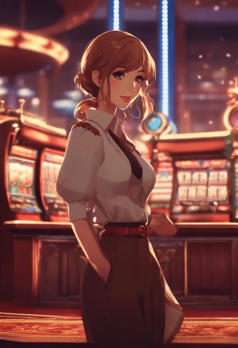 a cute anime game, anime art, pixel art, casino, wallpaper