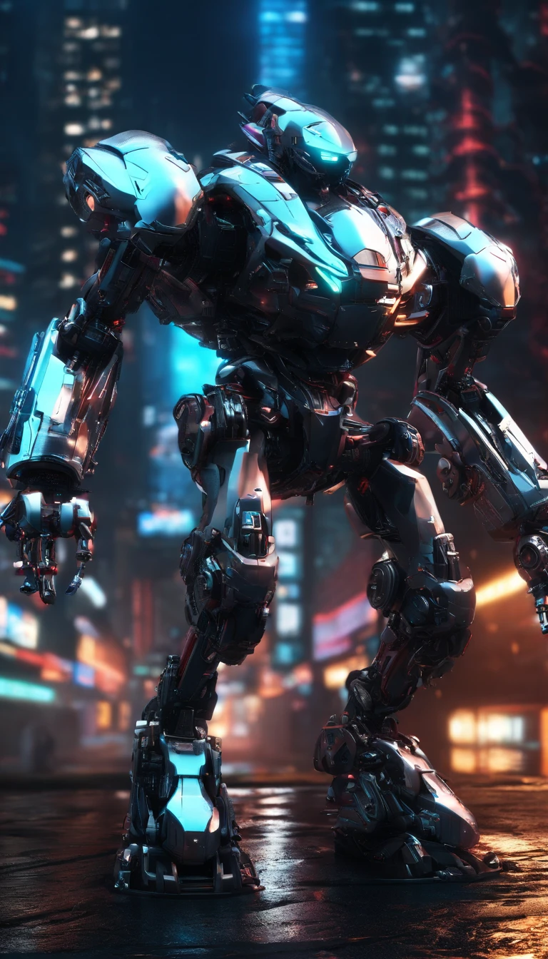 Scientist with cyberpunk style，Semi-mechanized scientist，Combat posture，majestic-looking，Feelings for moving forward，Stunning colors。Set in a futuristic cyberpunk style city，the street，People with blurred vision，（Movie lighting），（light and shadow effect），（unreal-engine），（Tyndall），（cinema4d），（Super futuristic fantasy style），（8k wallpaper），（tmasterpiece），（Photography Award），realisticlying