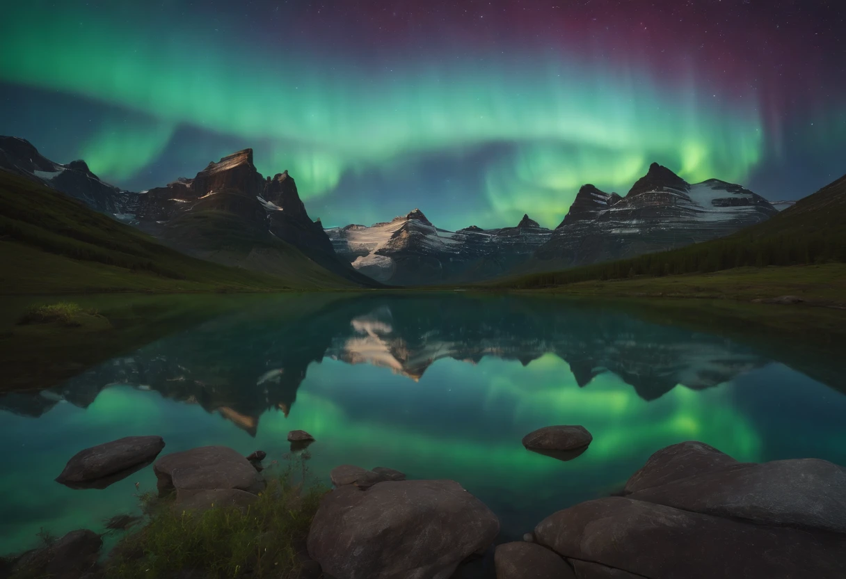 landscape, Ultra HD, (Background Asgard), Details, lighting, 8K, (with aurora borealis in the sky), constellation, (Background Asgard)
