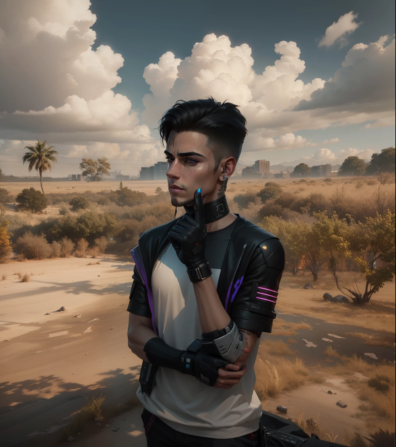 Change background cyberpunk handsome boy. realistic face,8k,ultra realistic,