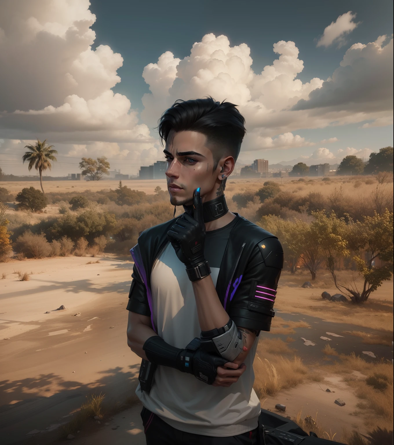 Change background cyberpunk handsome boy. realistic face,8k,ultra realistic,