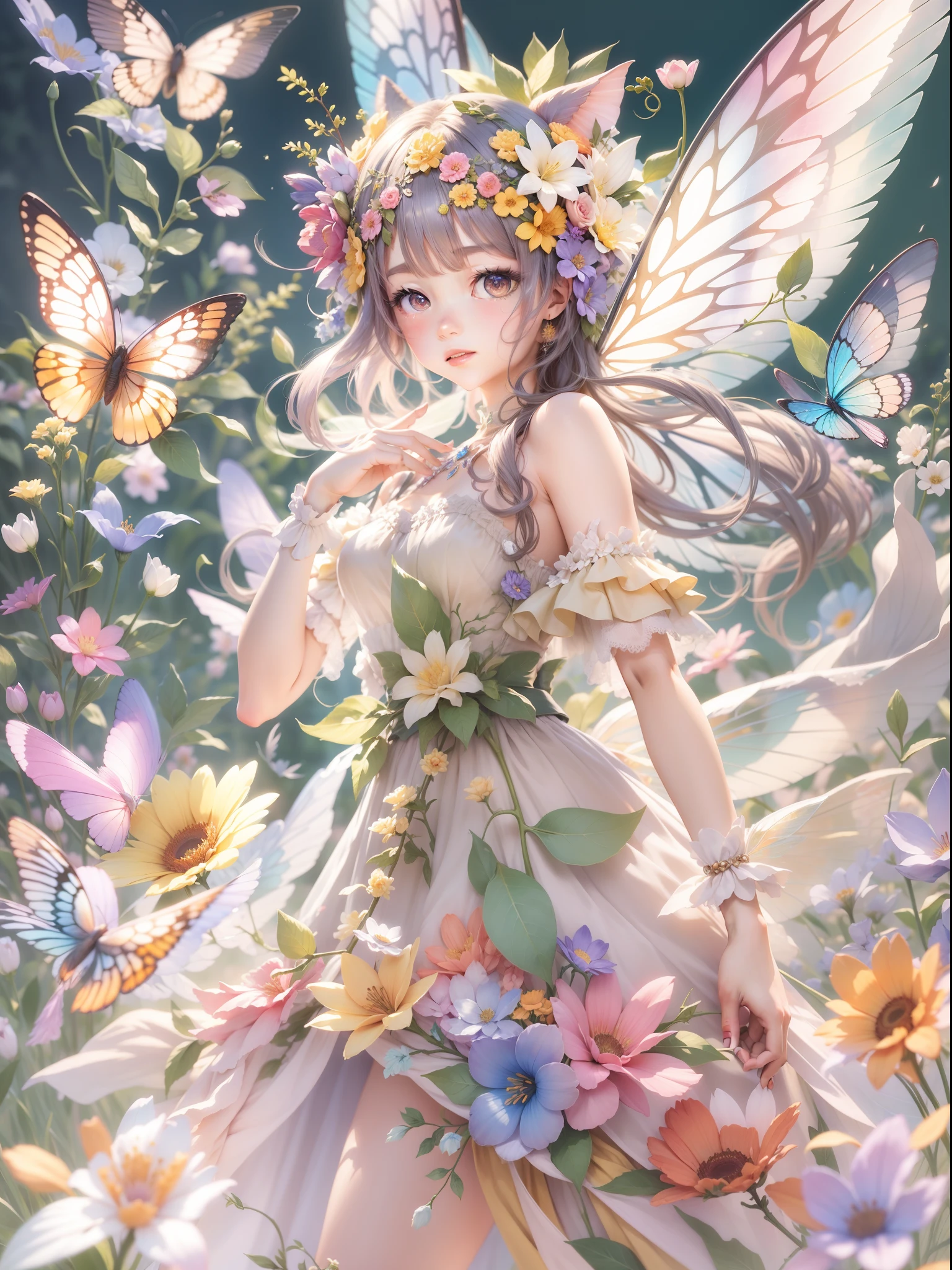 Flower Fairy、Transparent and colorful wings、