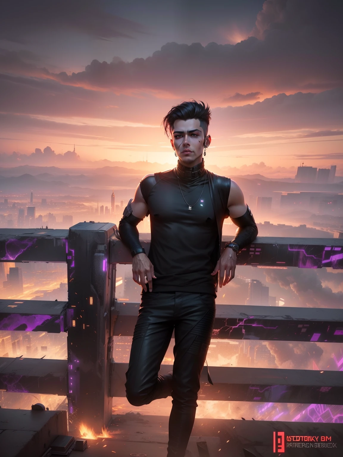 Change background cyberpunk handsome boy. realistic face,8k,ultra realistic, villain