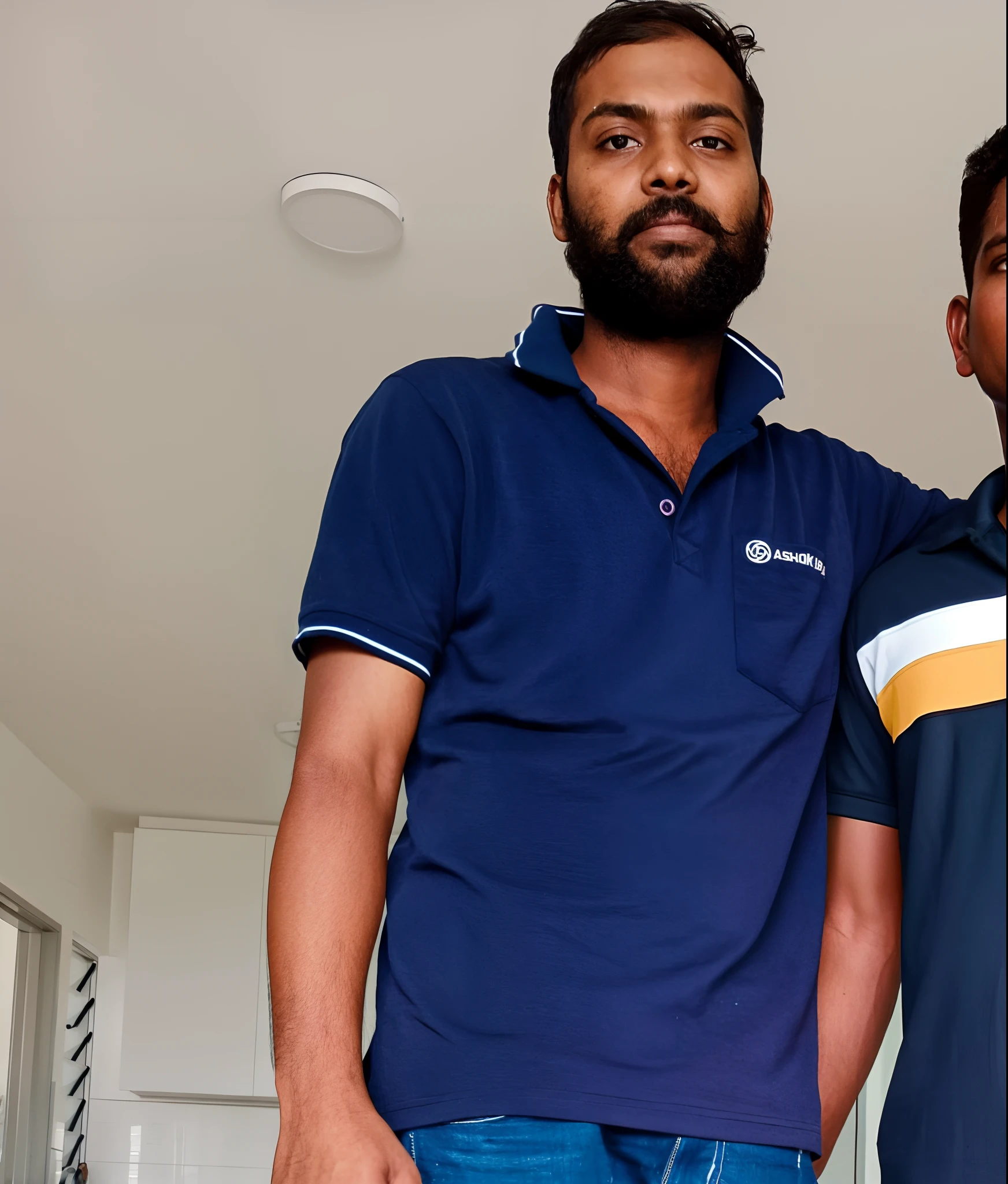 two men standing next to each other in a room, ghutra and egal, two young men, jayison devadas, two buddies sitting in a room, facebook post, with two characters, two male, full body picture, wearing dirty travelling clothes, accurate depiction, exclusive, full body photgraph, absolutely outstanding image, intertwined full body view