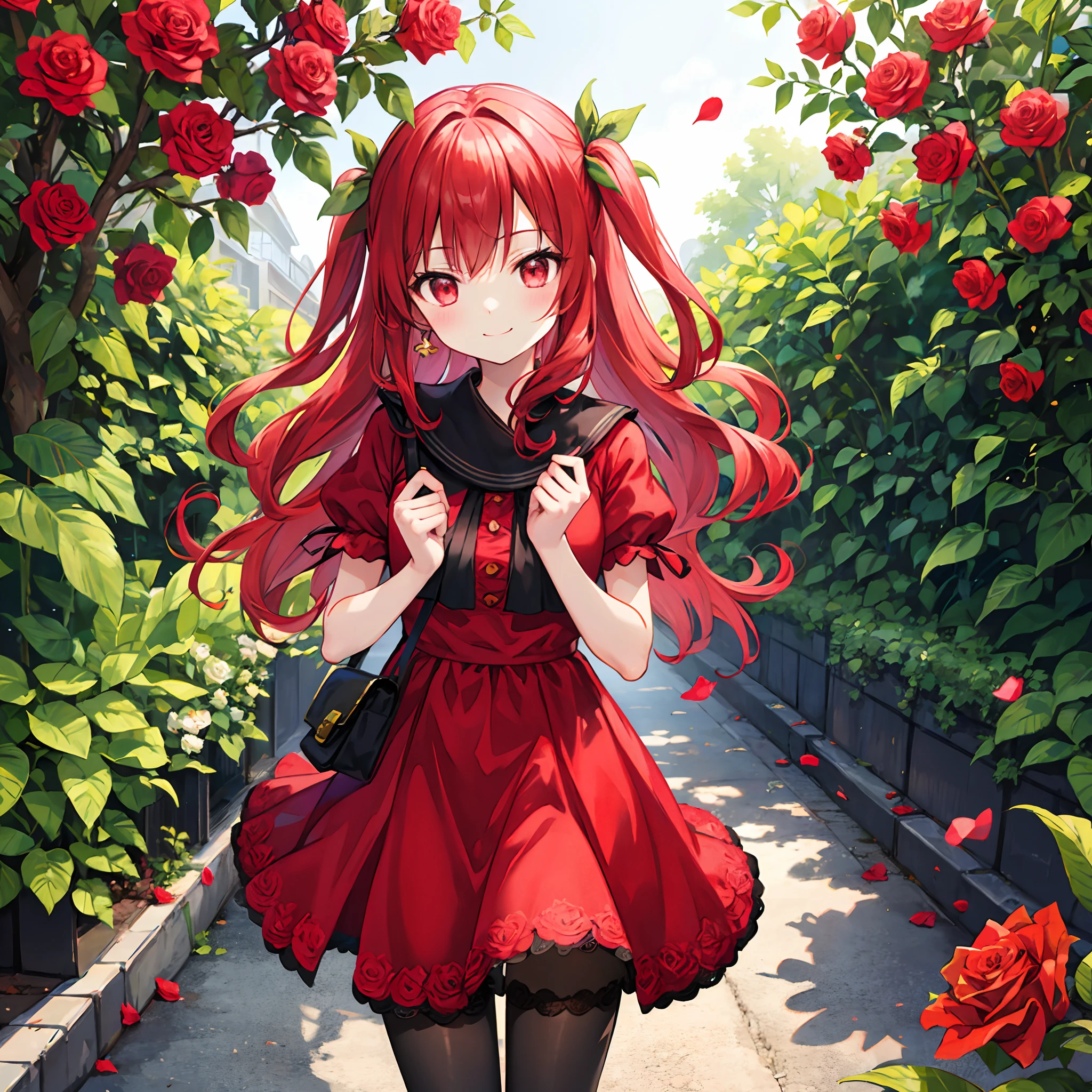 Anime girl en robe rouge avec des gants noirs et des gants SeaArt AI