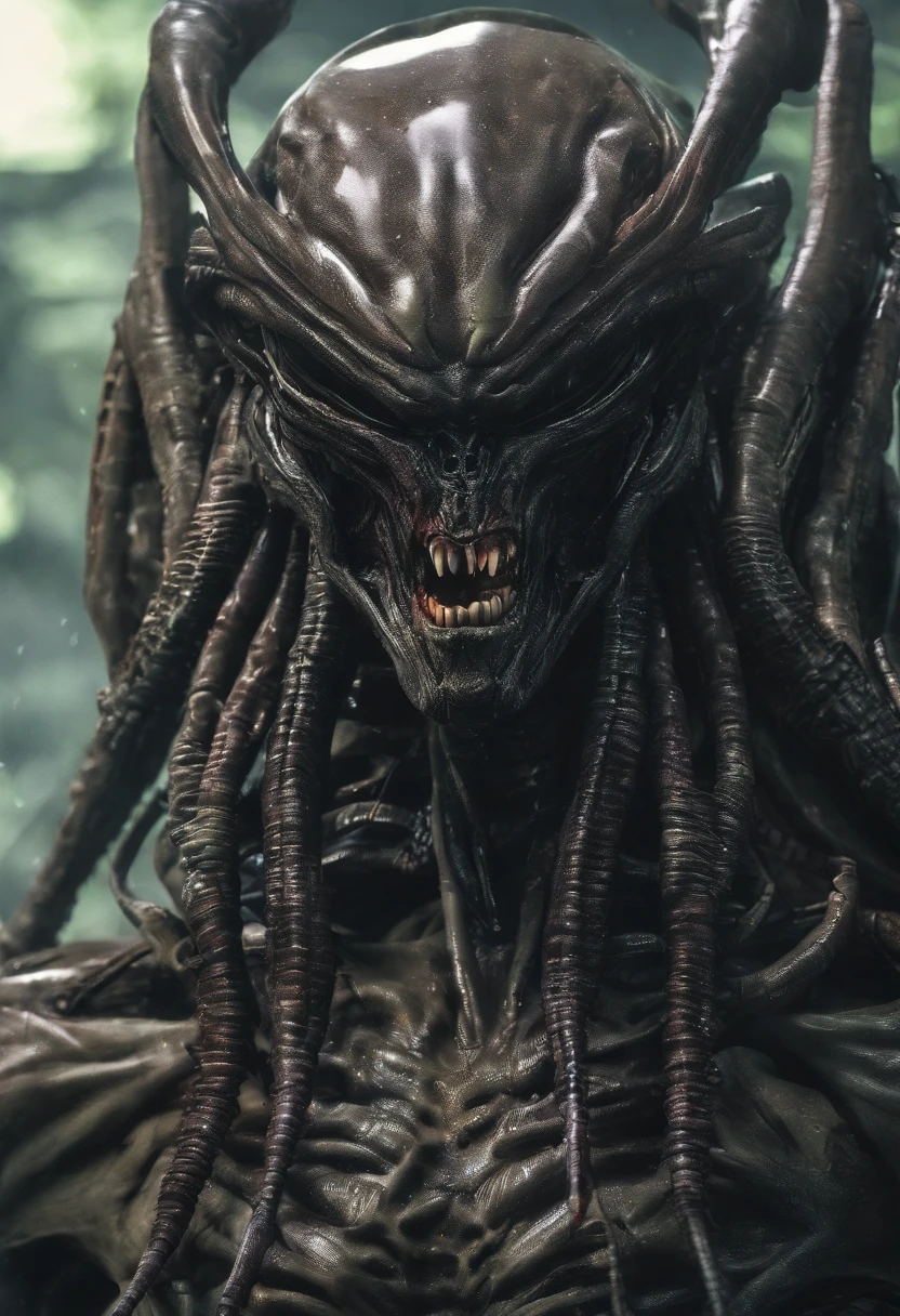 (((Extreme close-up Xenomorph Alien the eighth passenger fusion Predator surreal and cinematic images Color Splash images)),(((Front Images))),(((dreadlocks)))