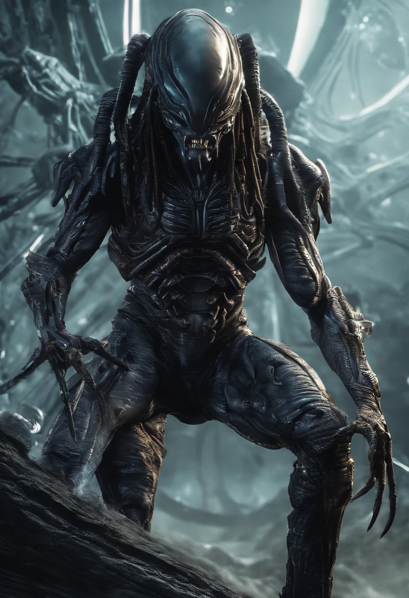 Predator,full bodyesbian,Authentic background,action