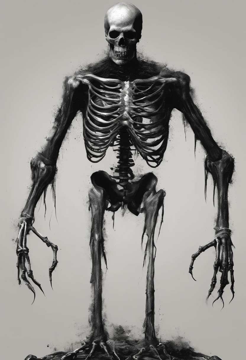 contortion，variation，No skin，Exposed bloody muscles，Scary head，Disgusting paws，walks on all fours，Terrifying twisted mutants，revealing bones，Head with bones and sharp teeth exposed，Twisting the weird body，Bursting chest，Next to it are a lot of dead humans and skeletons，Not normal，Rotten body and head