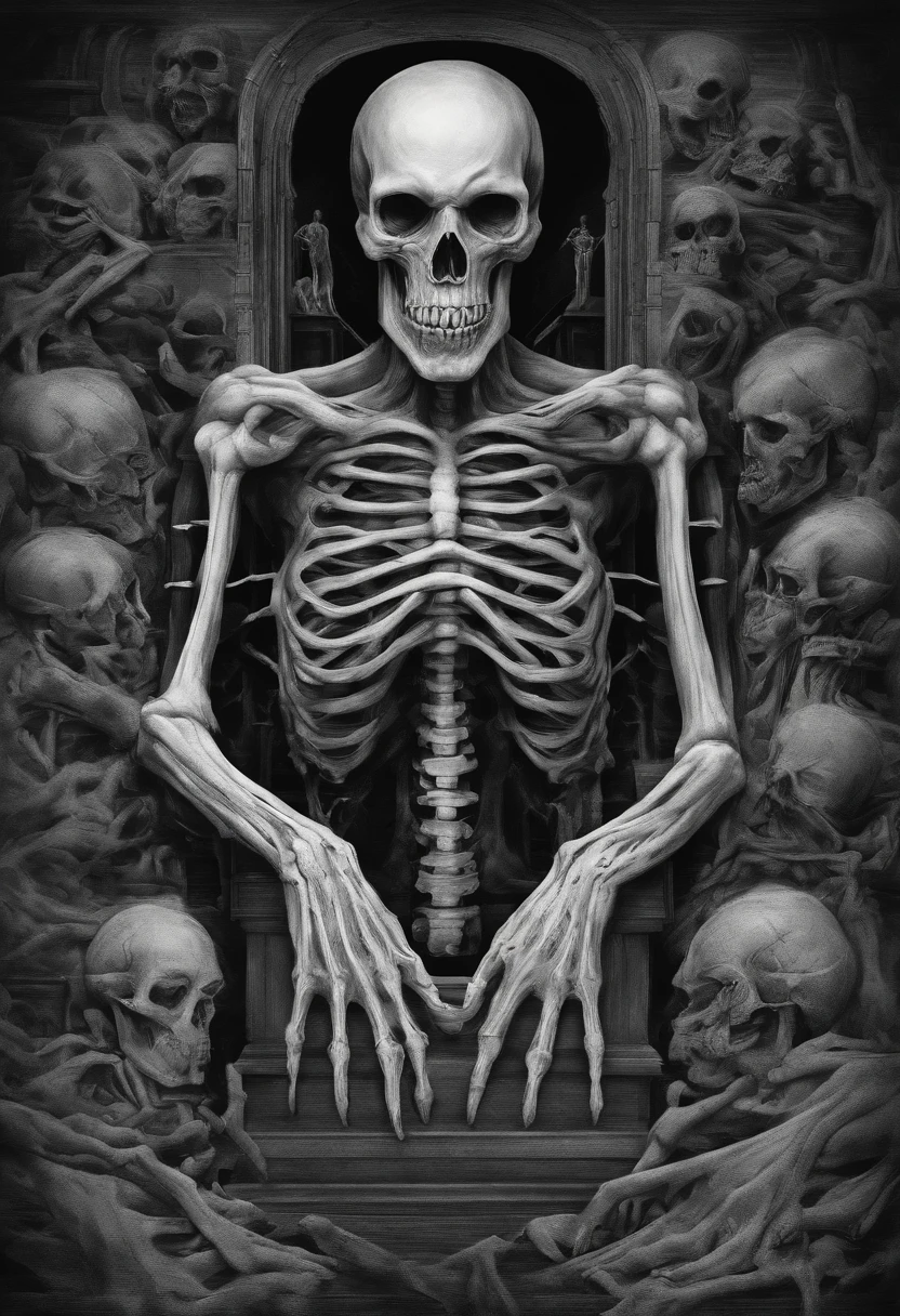 contortion,variation,No skin,Exposed bloody muscles,Scary head,Disgusting paws,walks on all fours,Terrifying twisted mutants,revealing bones,Head with bones and sharp teeth exposed,Twisting the weird body,Bursting chest,Next to it are a lot of dead humans and skeletons,Not normal,Rotten body and head