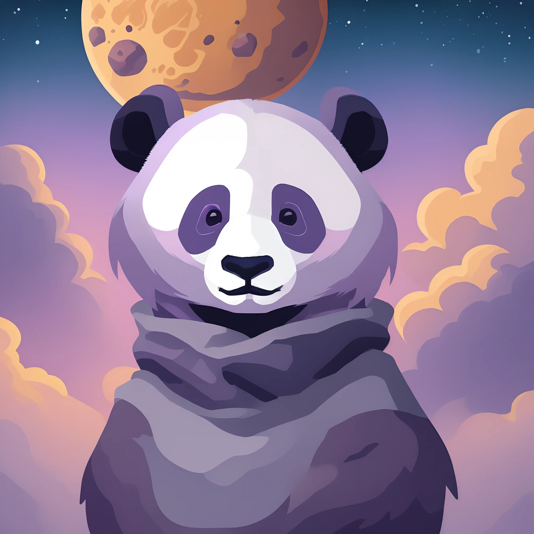 Purple panda on the moon