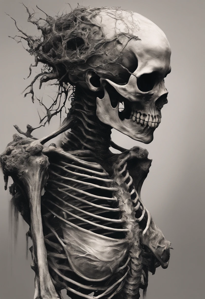 contortion,variation,No skin,Exposed bloody muscles,Scary head,Disgusting paws,walks on all fours,Terrifying twisted mutants,revealing bones,Head with bones and sharp teeth exposed,Twisting the weird body,Bursting chest,Next to it are a lot of dead humans and skeletons,Not normal,Rotting body and head