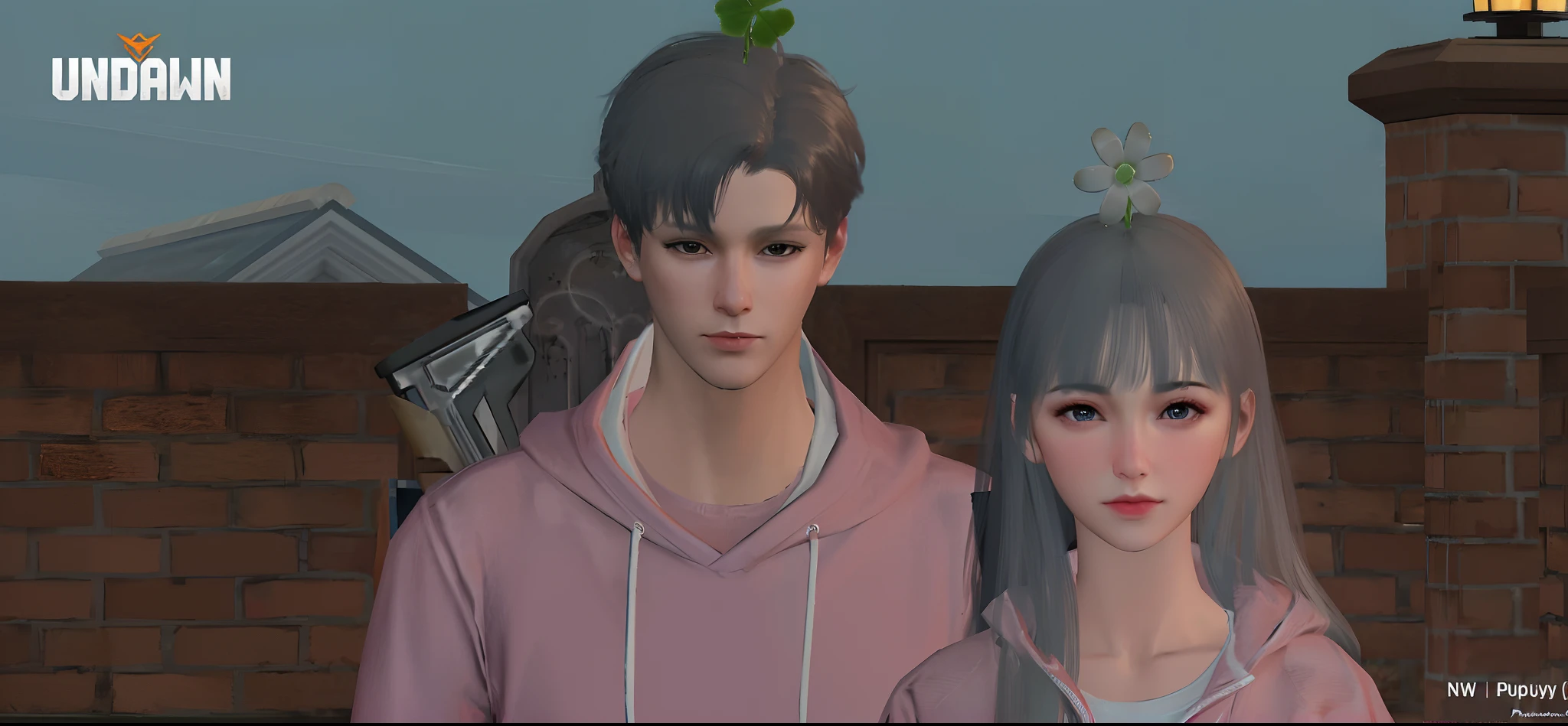 1 girl、2boys、Girl purple hair、boy gray hair、sitting、pixar style