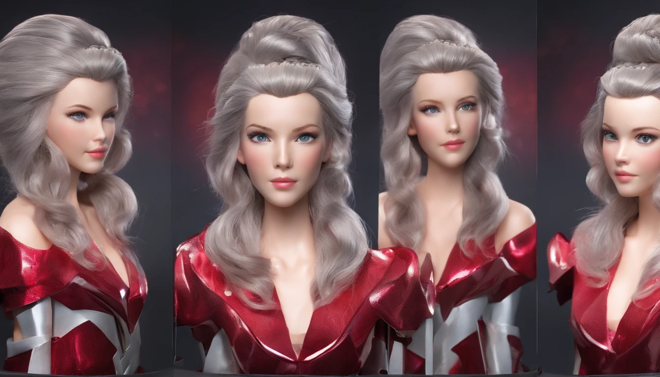 Silver-haired girl, Neon red lights cast side light on smooth long hair, Complex wave patterns, Detailed hairstyling design, vibrant, Shiny hair, Sparkling highlights, reflective surface, Cascade interlocking, Dynamic movements, Ethereal atmosphere, Smooth smooth texture, Glossy appearance, Vivid and saturated colors, Mesmerizing and fascinating, The perfect blend of light and shadow, movie light effect, Sweet and healthy mane, Stunning and fascinating, Fantastical Atmosphere, Pay attention to each line, Radiant hair,Radiant hair, Eye-catching hairstyle, Silky smooth to the touch.