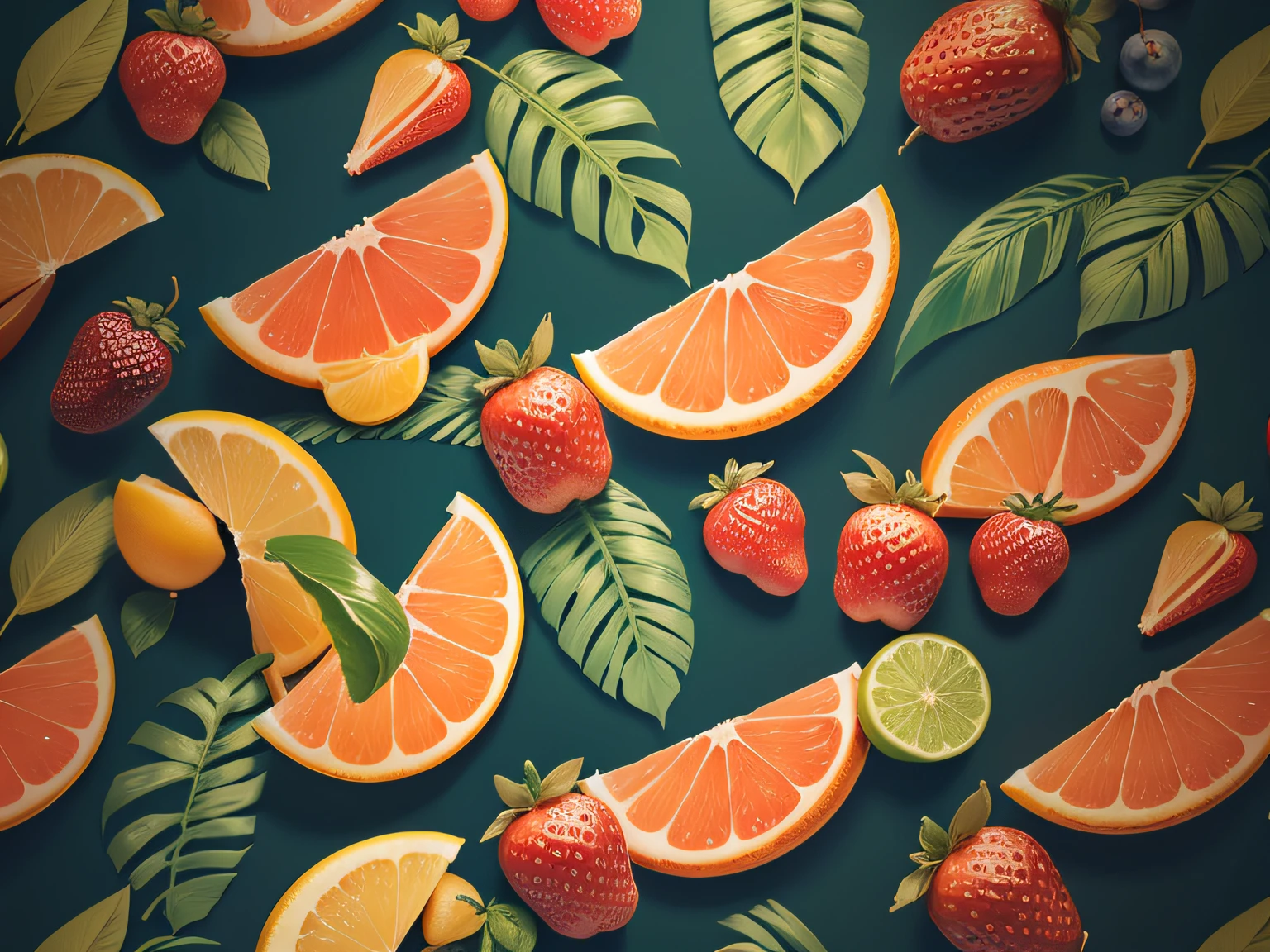 WALLPAPER ILUSTRACION RODAJAS DE FRUTA TROPICAL EN ALTA CALIDAD Y DEFENICION , 8K, UHD