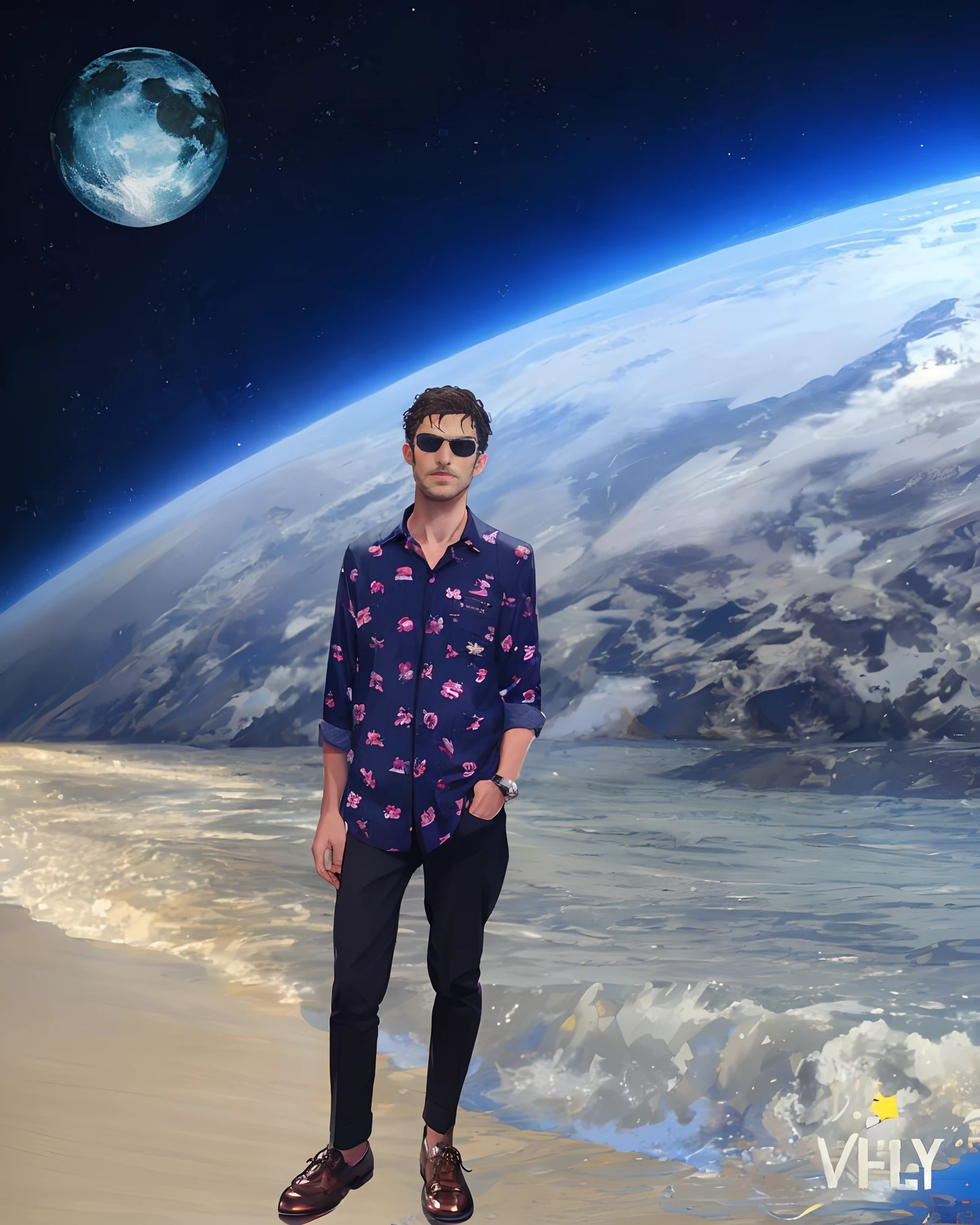 (Man CEO), Wearing a suit, (Bearded and glamorous) Movie scene, (impeccable), Wearing sunglasses, Serious and elegant man, Actor Jamie Dornan, thick male eyebrows, Agent 007 man style, Mysterious serious face, short black hair, elegant and elegant, fit figure, strong in suit, at the auction site: 1.3, a rich businessman in a lot of suits and leather shoes behind him: 1.5, Man is similar to actor Jamie Donan, (high quality and realistic image), (best quality, 8k, masterpiece)