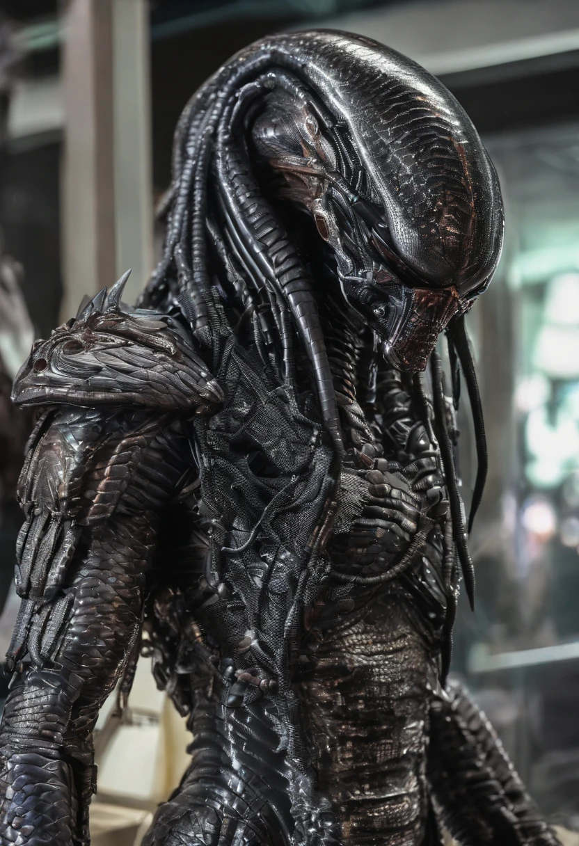 Alien Predator,Battle form,fully body photo,Delicate picture