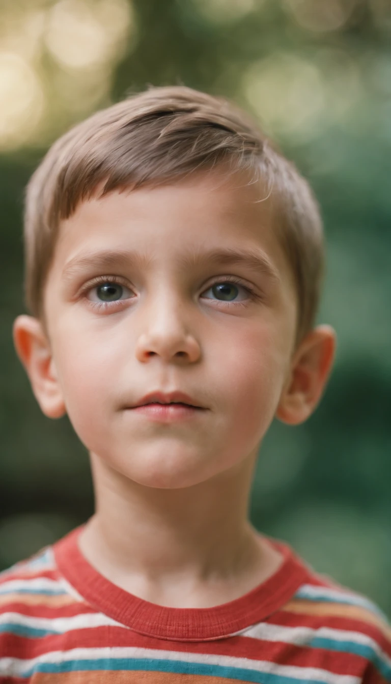 6 olds,a photo of boy with colorful stripes, in the style of analogue filmmaking, negative colors, light emerald and light crimson, kodak vision3 50d, himalayan art, ethereal portraits, flickr, split toning