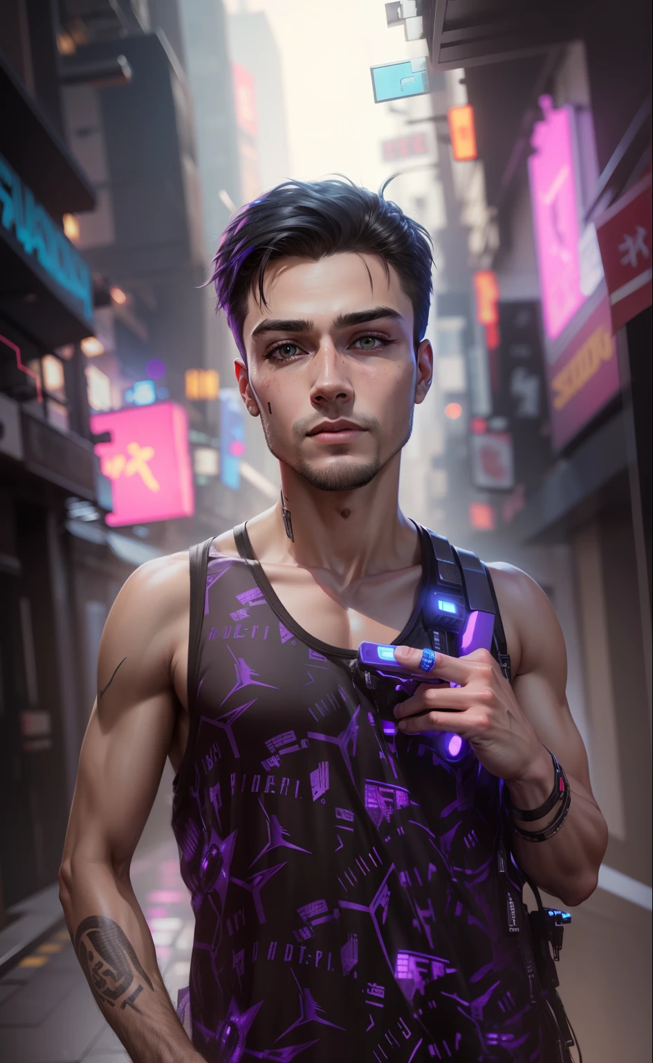 Change background cyberpunk handsome boy realistic face 8k ultra realistic