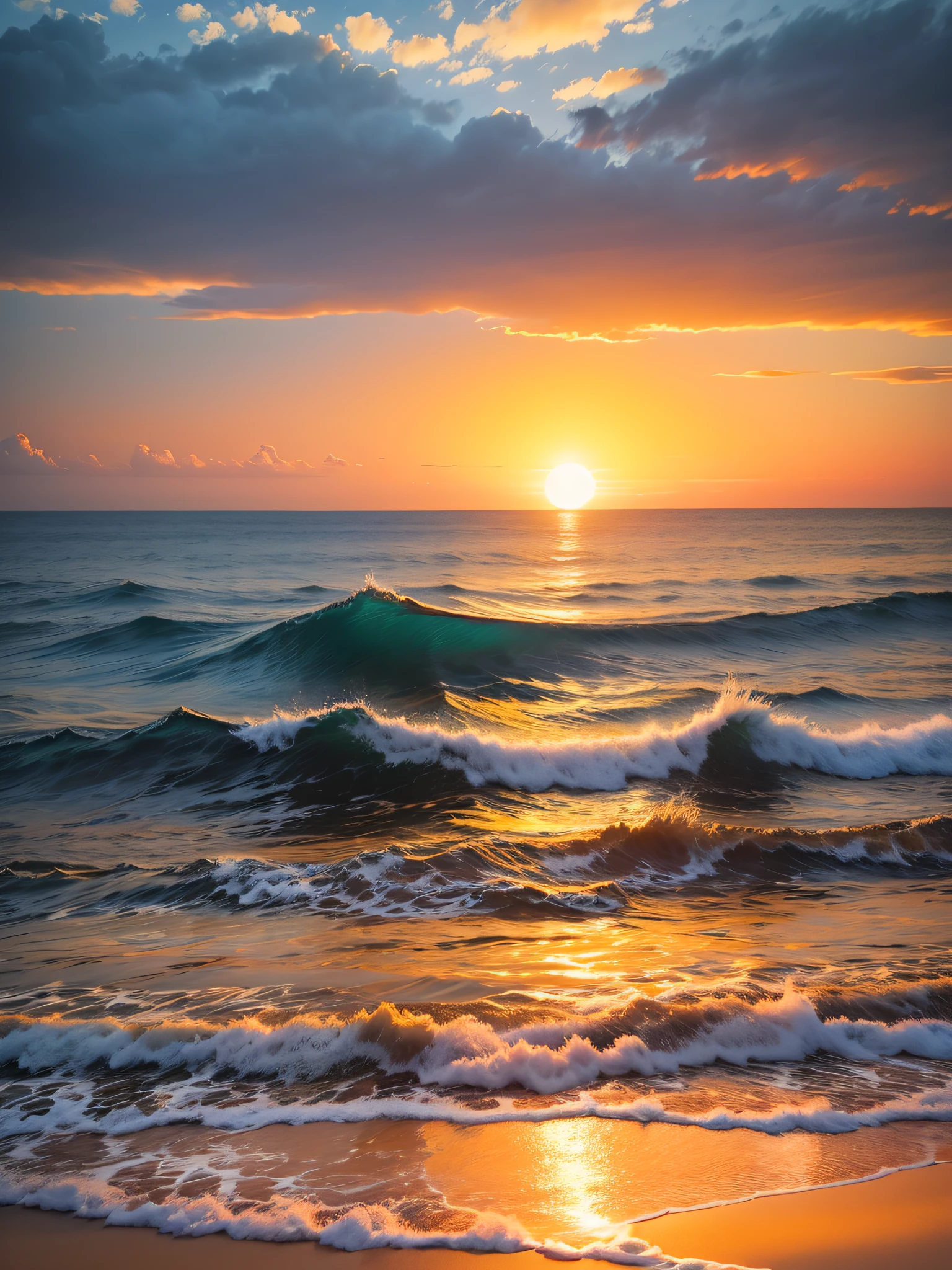 夏天,the sea,Skysky,(the sunset),Single orange-yellow tone,high saturated,Low brightness,film stock photograph,professional photoshooting,wide wide shot,high-angle view,High- sharpness,