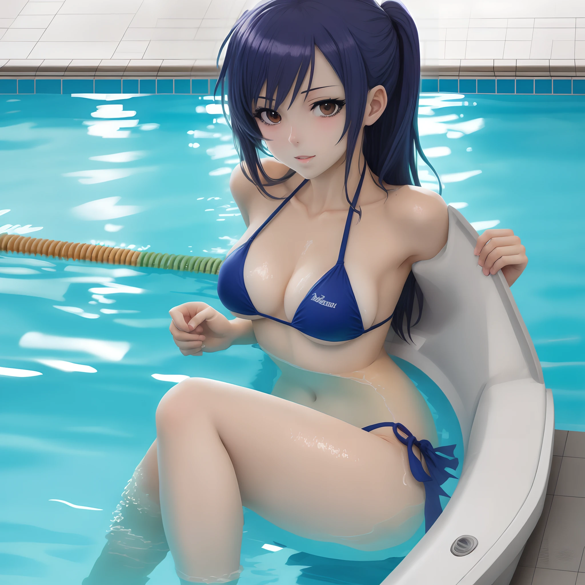 A sexy anime girl whoring bikini in swimming pool