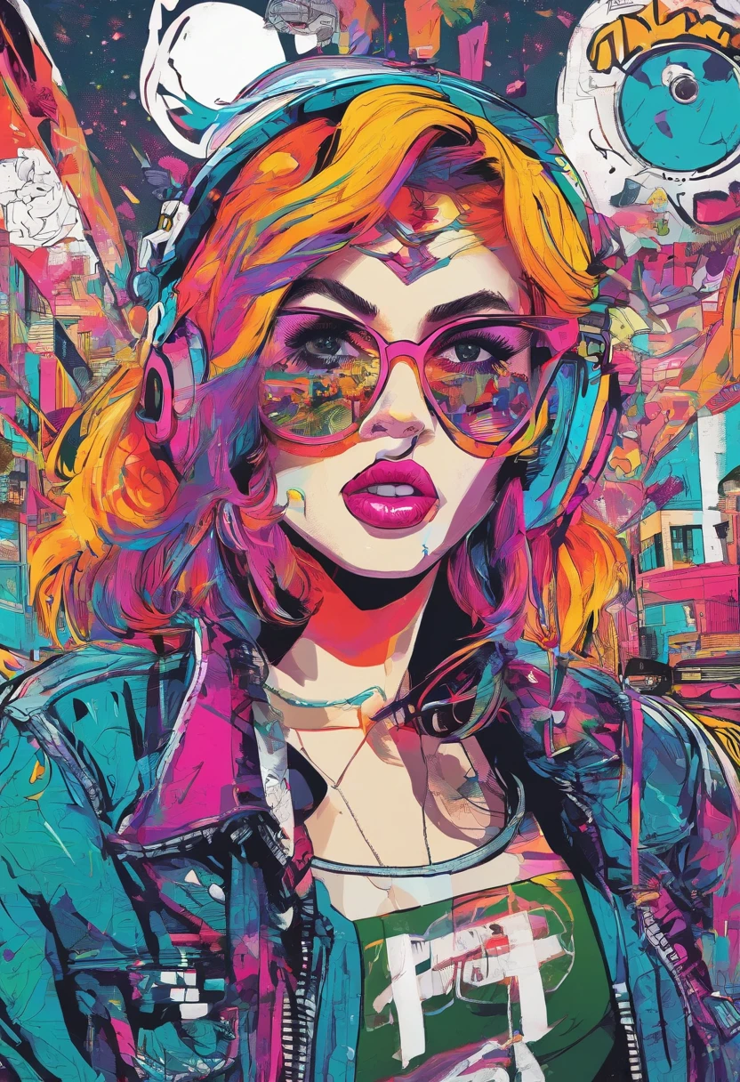 Drawing of a girl with a big mouth open, I'm shouting something、Calling here、Trending in art stations, dressed in punk clothing,Twin-tailed、 Detailed, ultra-realistic rendering, British gang member, Street style,  Fashion clothes, Urban Samurai, West Slavic traits, 8 1 5, animations