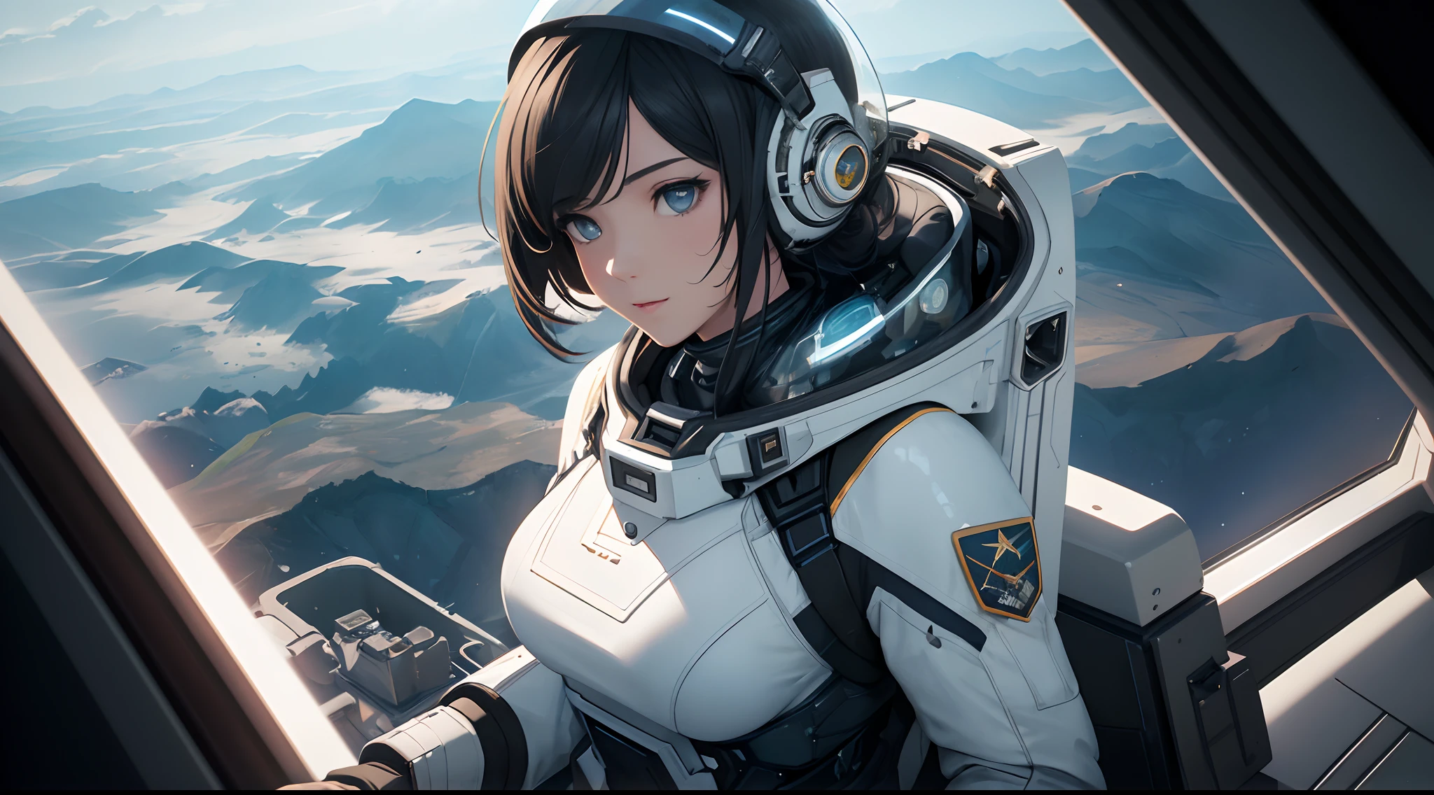 ((Best quality)), ((masterpiece)), (detailed:1.4), 1girl, from above, space, stars, space station, earth, floating, astronaut, gloves, helmet, space suit, dynamic angle, HDR (High Dynamic Range), Ray Tracing, NVIDIA RTX, Super-Resolution, Unreal 5, Subsurface scattering, PBR Texturing ,Post-processing, Anisotropic Filtering, Depth-of-field, Maximum clarity and sharpness, Multi-layered textures, Albedo and Specular maps, Surface shading, Accurate simulation of light-material interaction, Perfect proportions, Octane Render, Two-tone lighting, Wide aperture, Low ISO, White balance, Rule of thirds, 8K RAW, absurd res, high res, ultra-detailed,