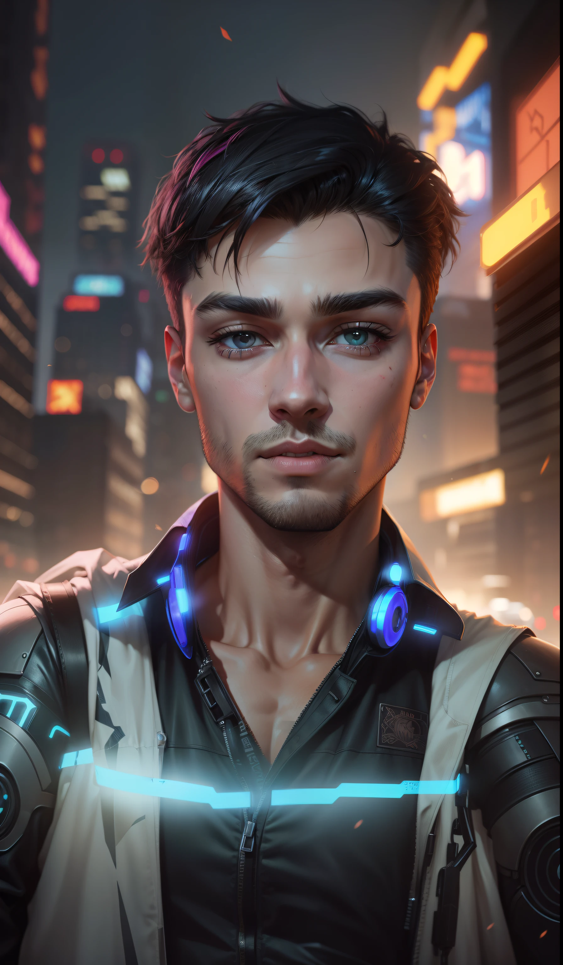 Change background cyberpunk handsome boy realistic face 8k ultra realistic